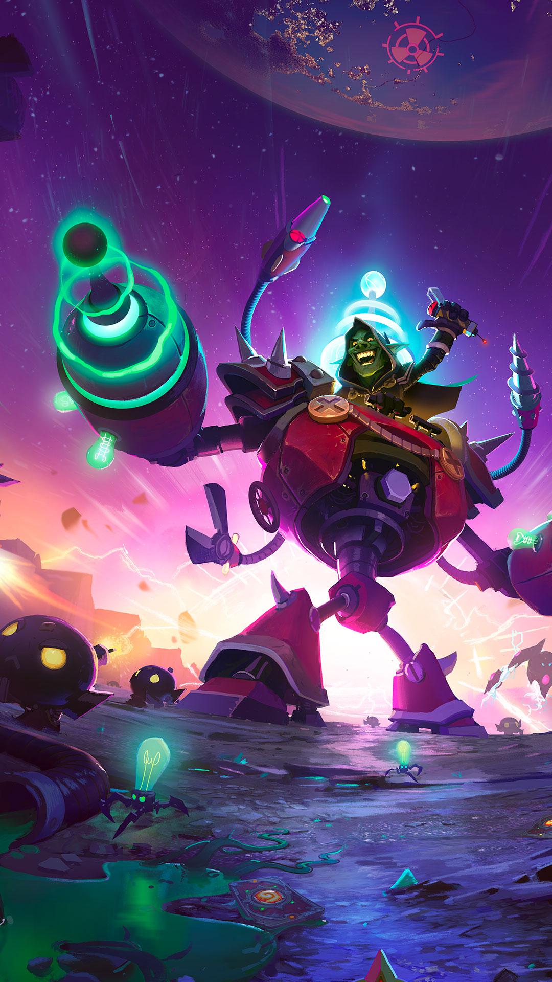Personaggio robotico fantasy viola, 1080x1920 Full HD Verticale, Smartphone