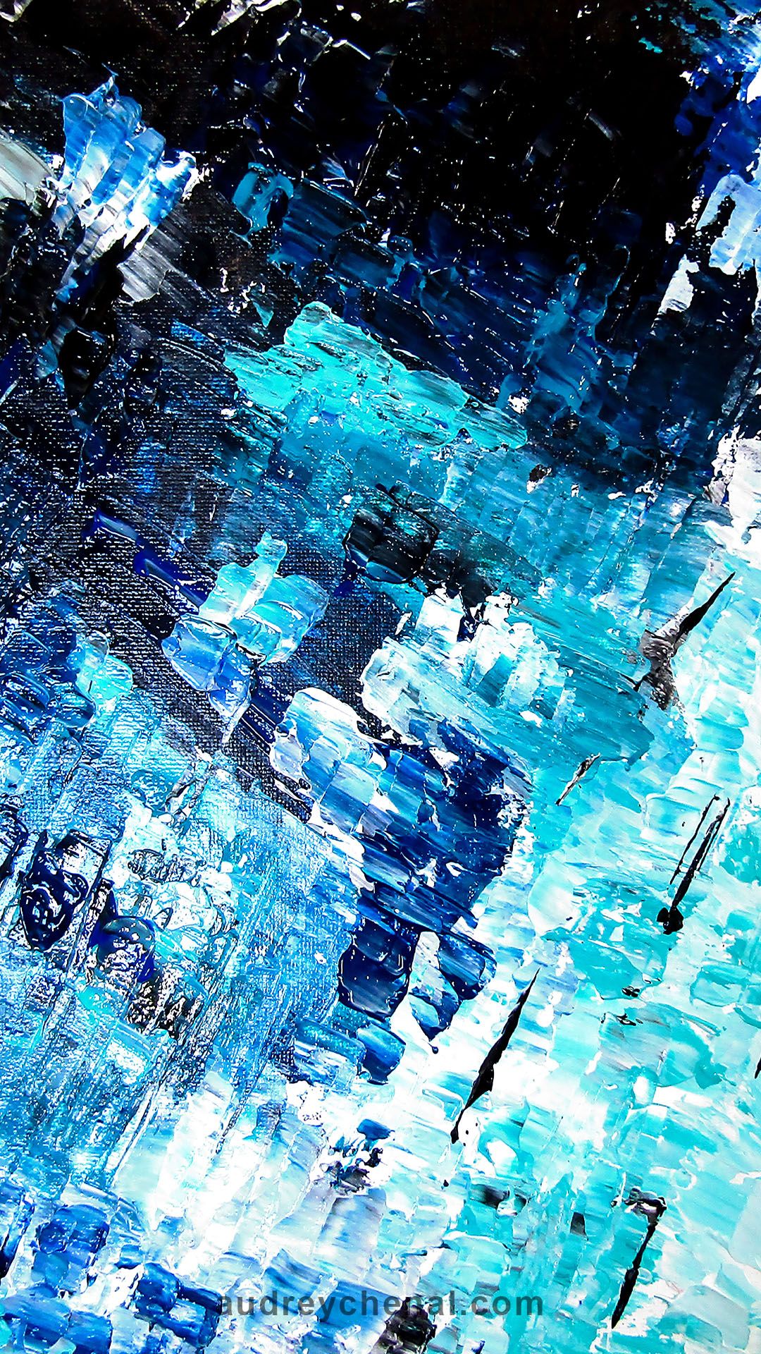 Astratto pittura acrilica blu turchese, 1080x1920 Verticale, Telefono
