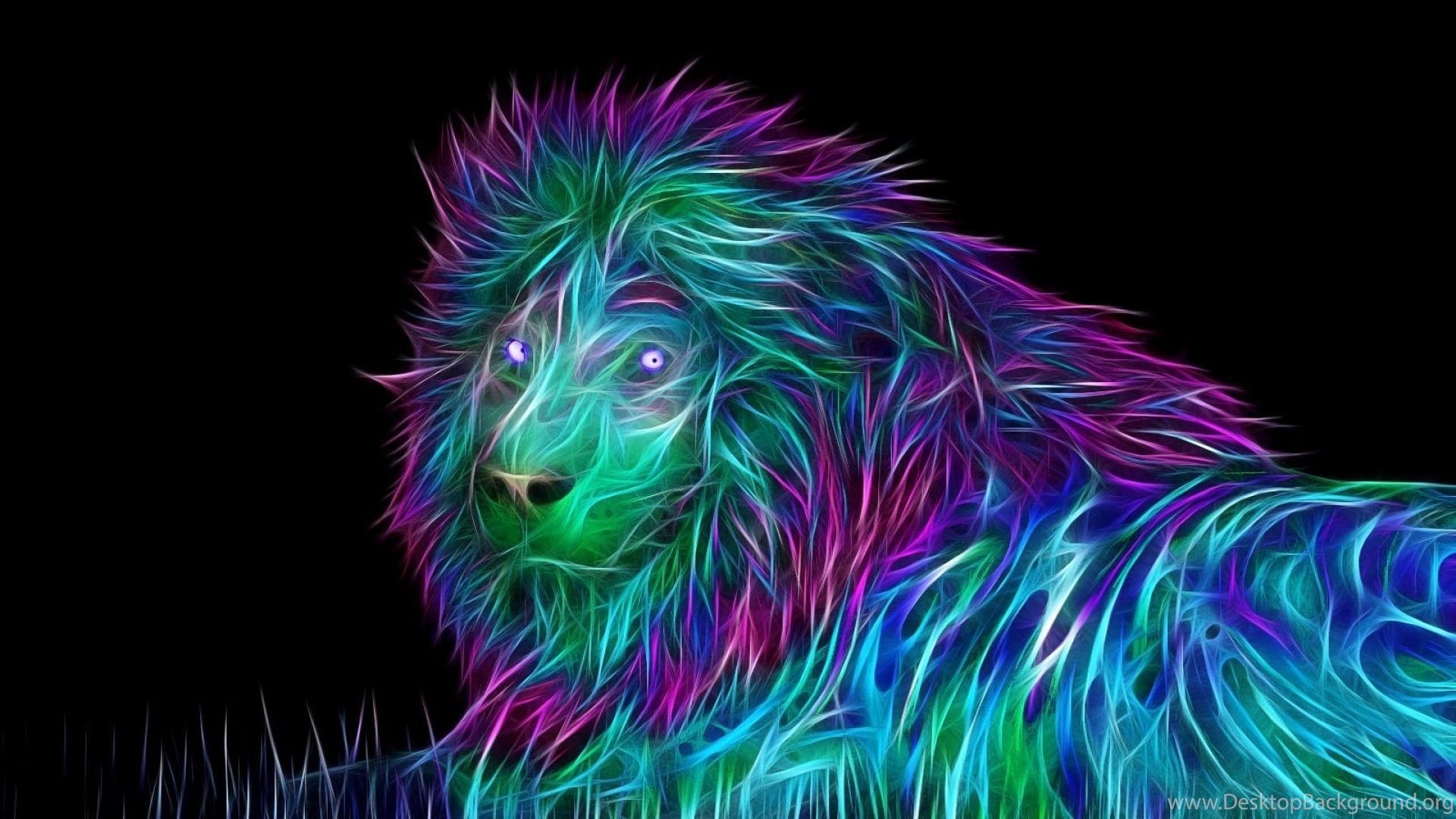Leone astratto neon colorato, 1920x1080 Full HD 1080p, PC