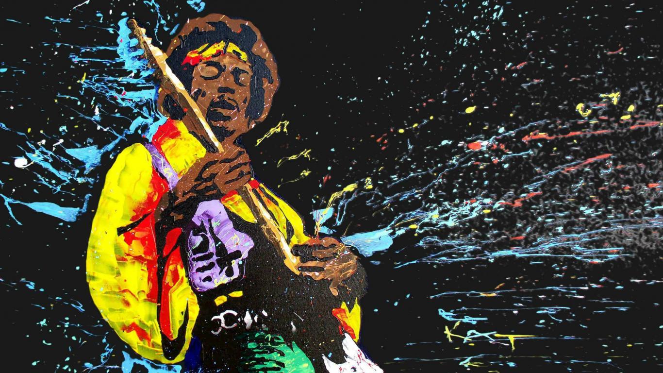 Chitarrista stile pop art schizzi, 1366x768 720p, PC