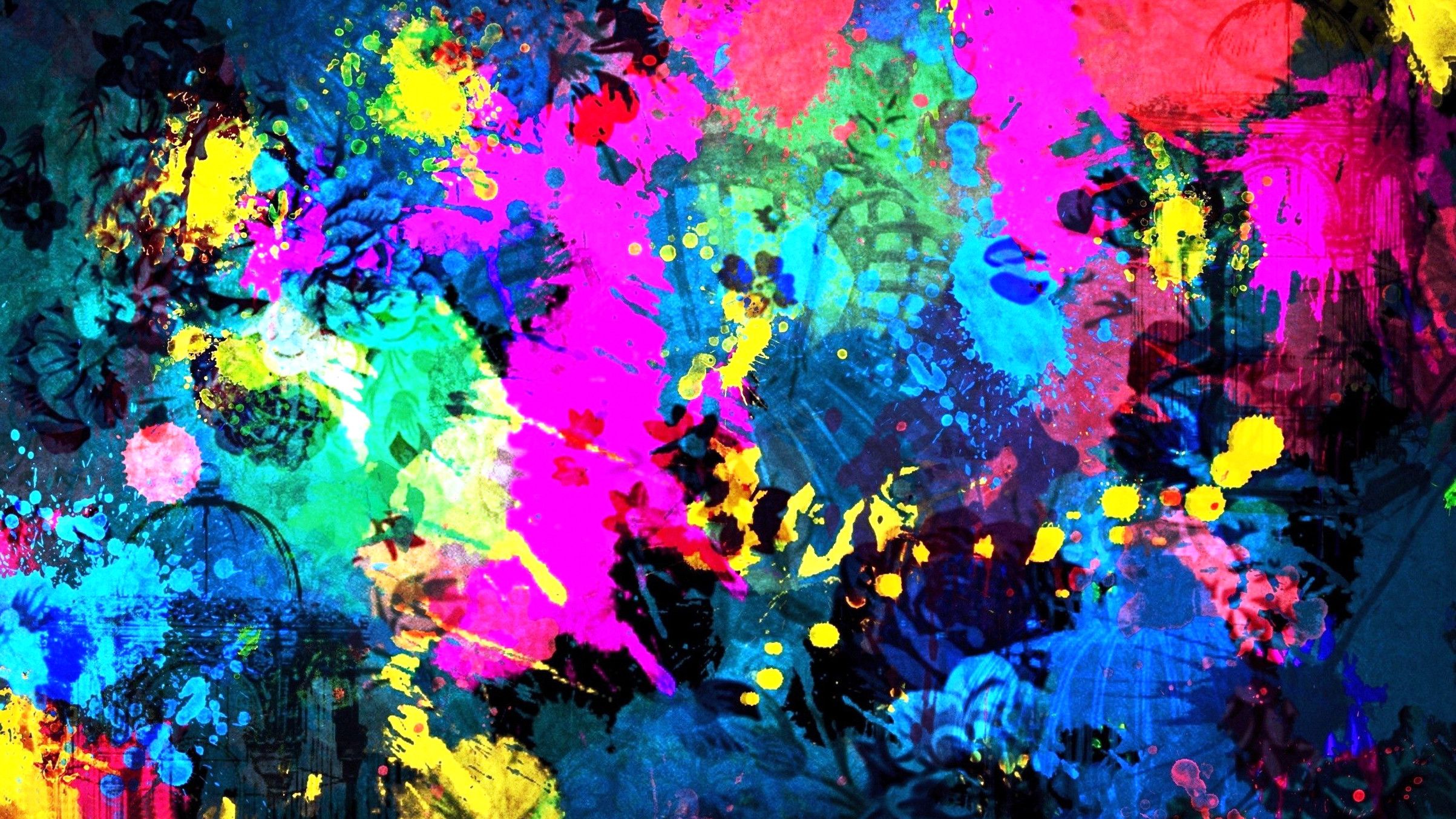 Schizzi colorati astratti multicolore, 2406x1354 alta risoluzione, PC