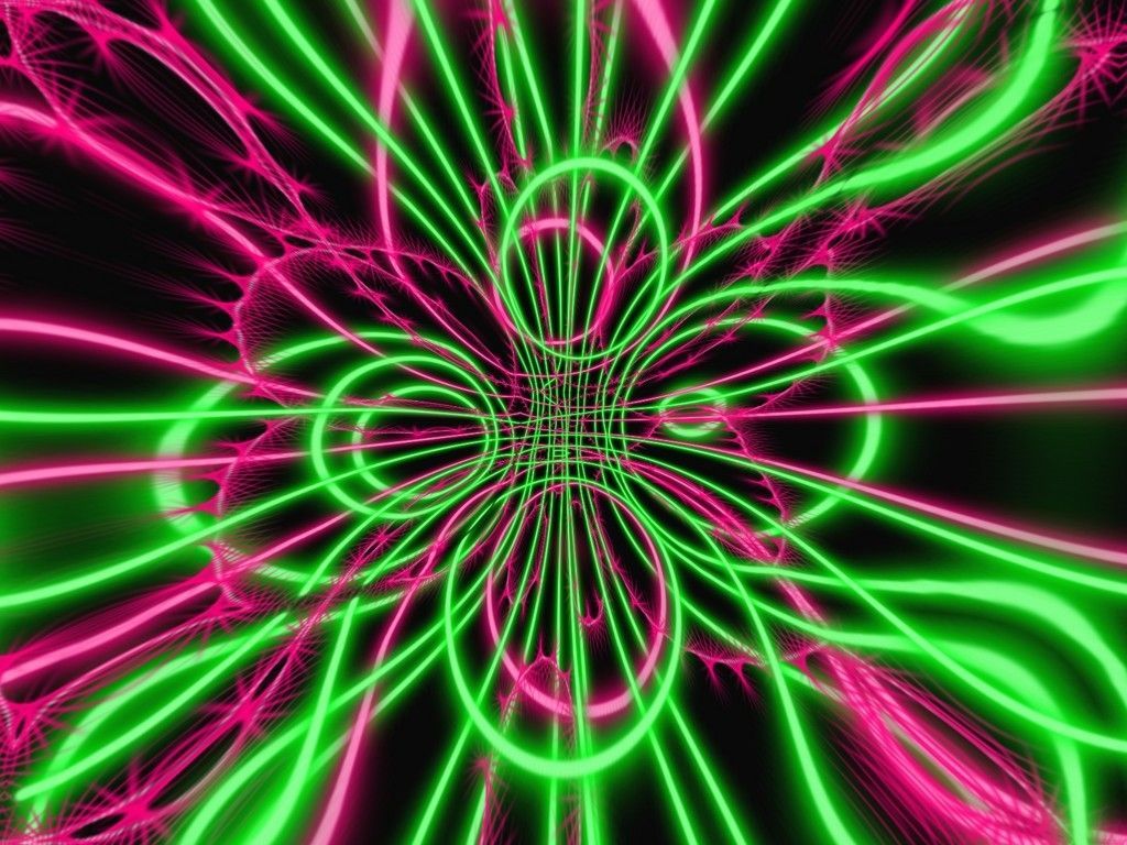 Linee neon rosa e verdi astratte, 1024x768 HD, Laptop