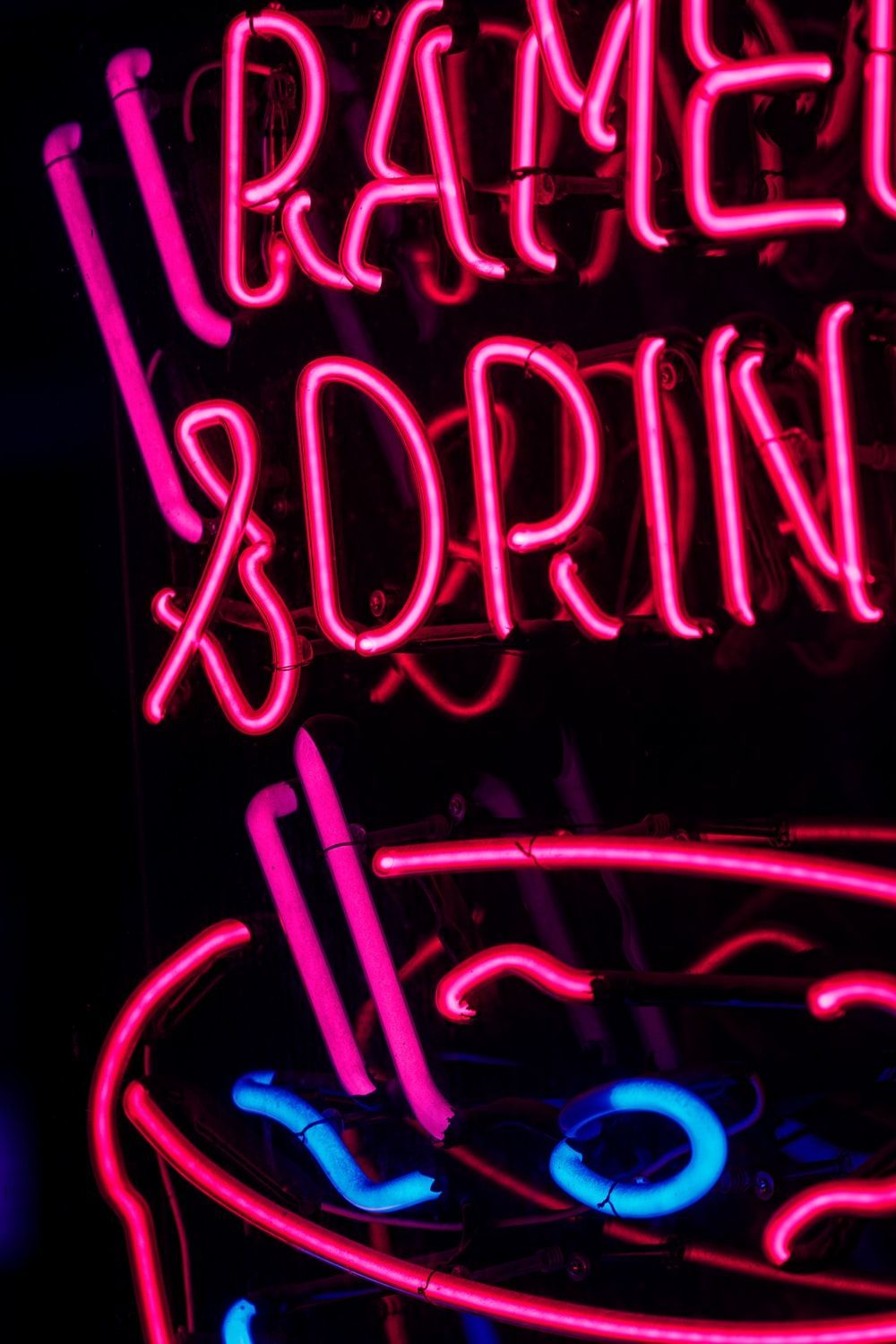 Insegna neon rosa ramen drink, 1000x1500 Full HD Verticale, iPhone