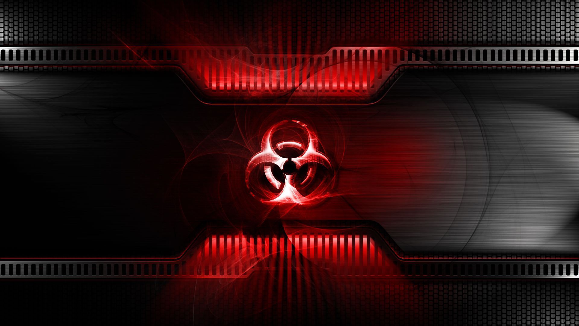 Simbolo biohazard rosso metallico, 1920x1080 Full HD, PC Desktop