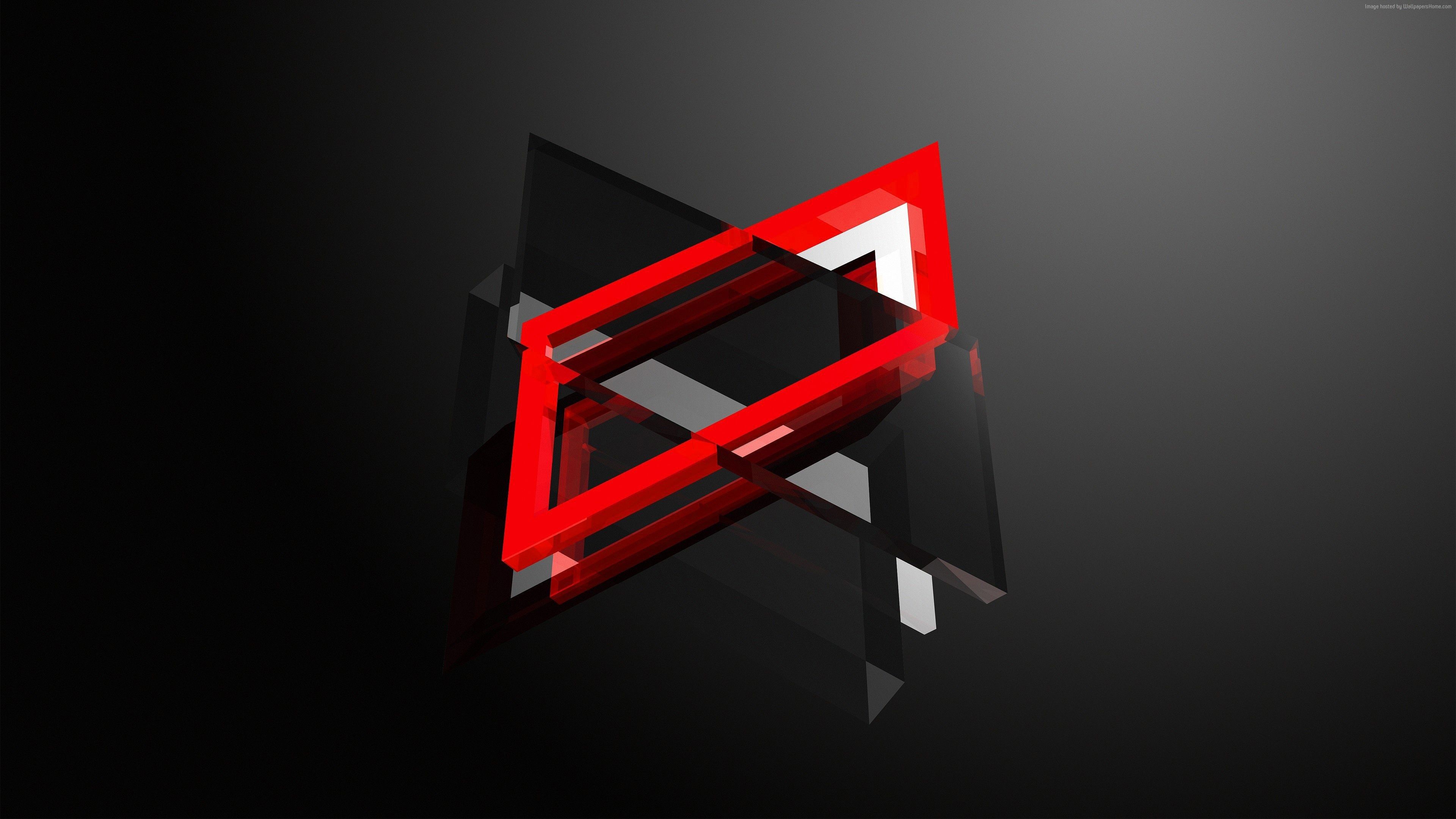 Forme geometriche astratte rosso nero, 3840x2160 4K Ultra HD, Monitor 4K