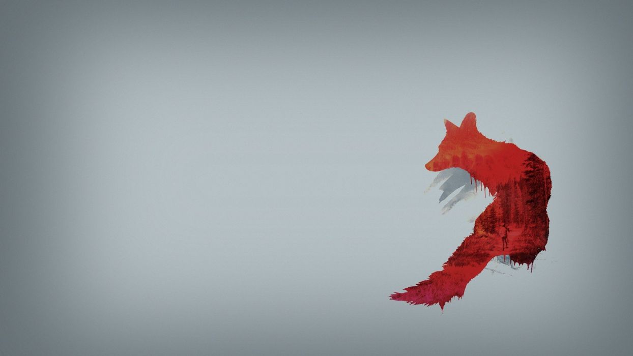 Volpe rossa astratta minimalista, 1244x700 HD, iMac