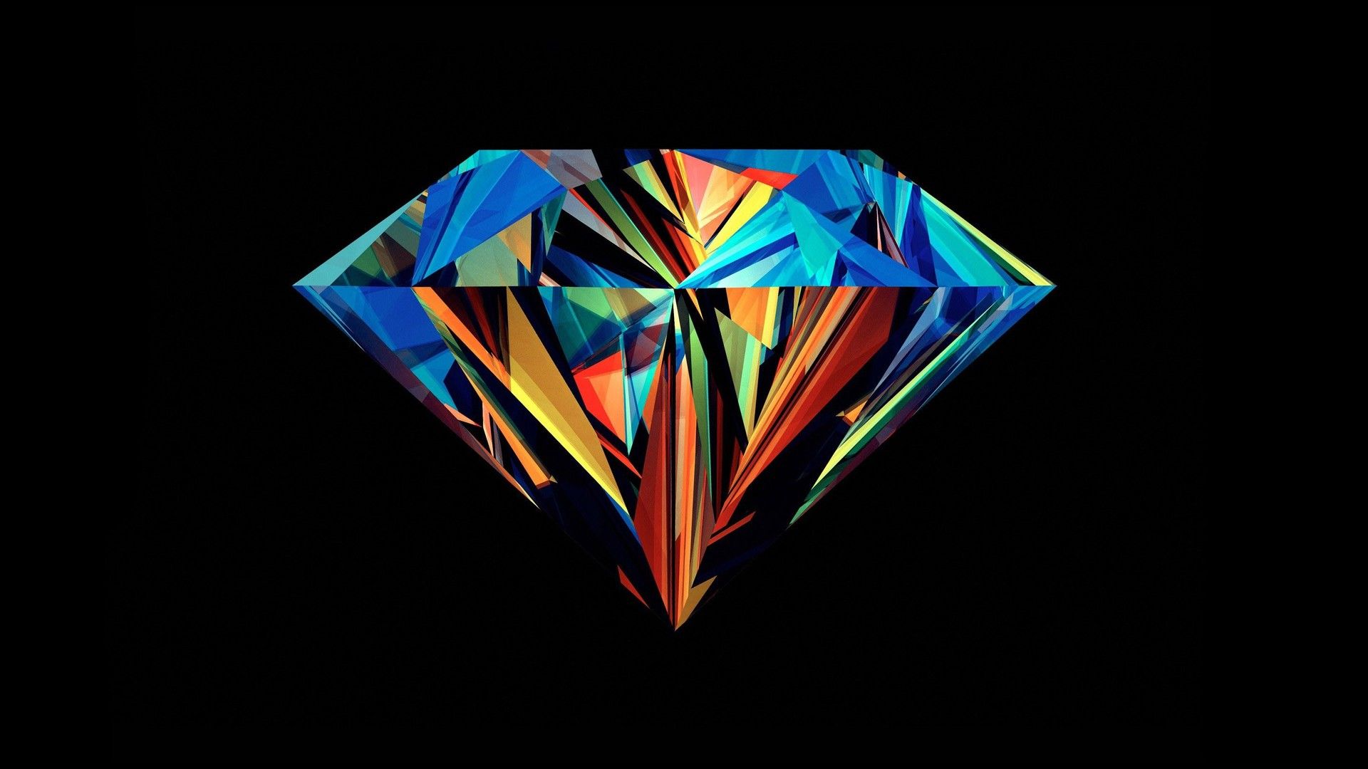 Diamante geometrico colorato sfondo nero, 1920x1080 Full HD, Desktop