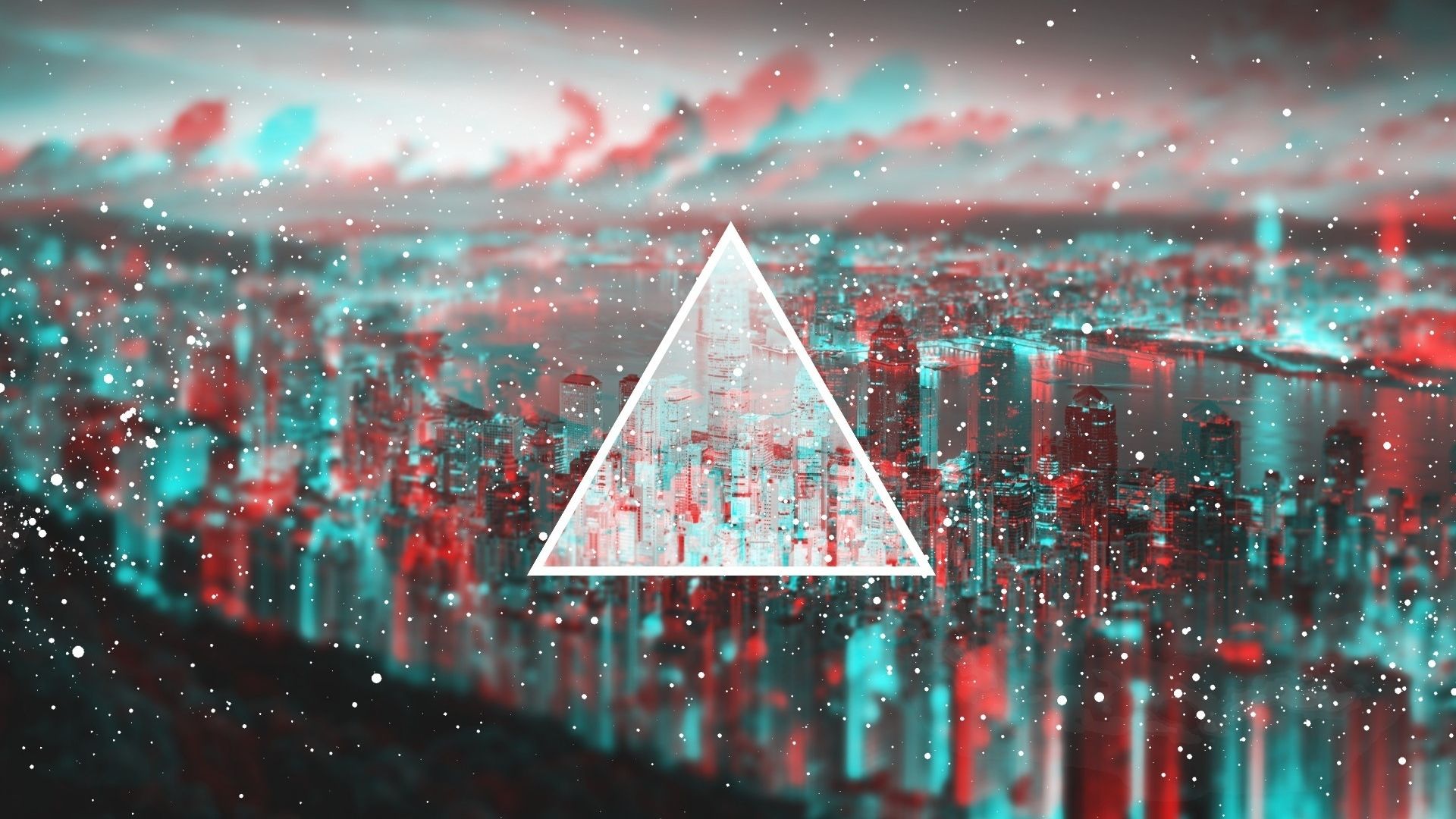Triangolo geometrico su città astratta, 1920x1080 1080p, Desktop