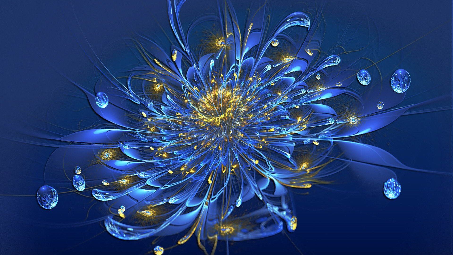 Fiore astratto blu e oro, 1920x1080 Full HD 1080p, PC