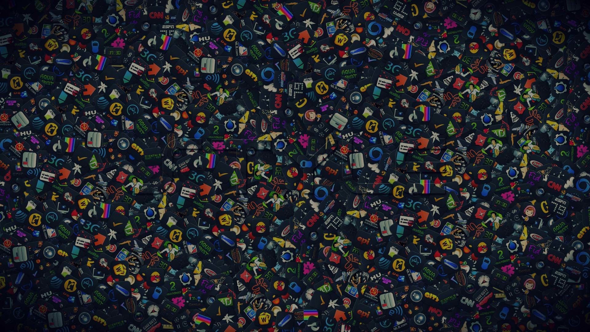 Pattern astratto icone colorate scure, 1920x1080 1080p, PC