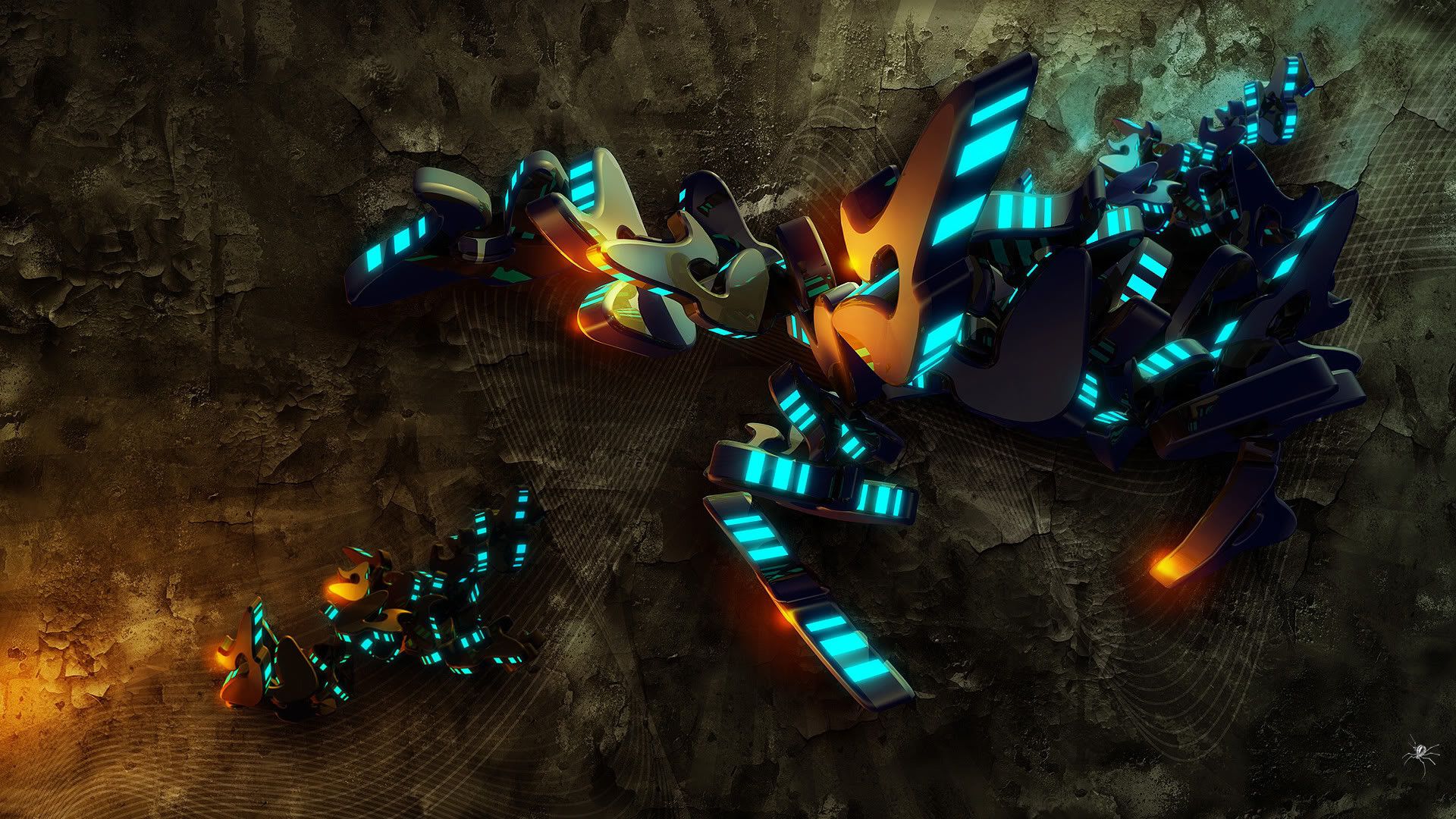 Forme astratte blu neon, 1920x1080 1080p, Laptop