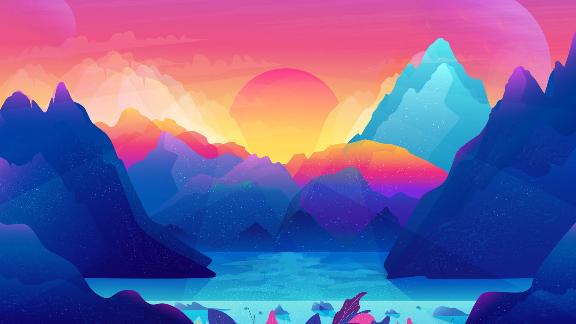 Montagne colorate arte digitale, 1920x1080 Full HD 1080p, Desktop