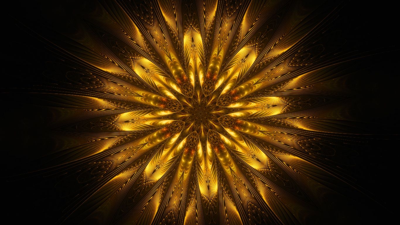 Fiore astratto dorato luminoso, 1366x768 720p, Laptop
