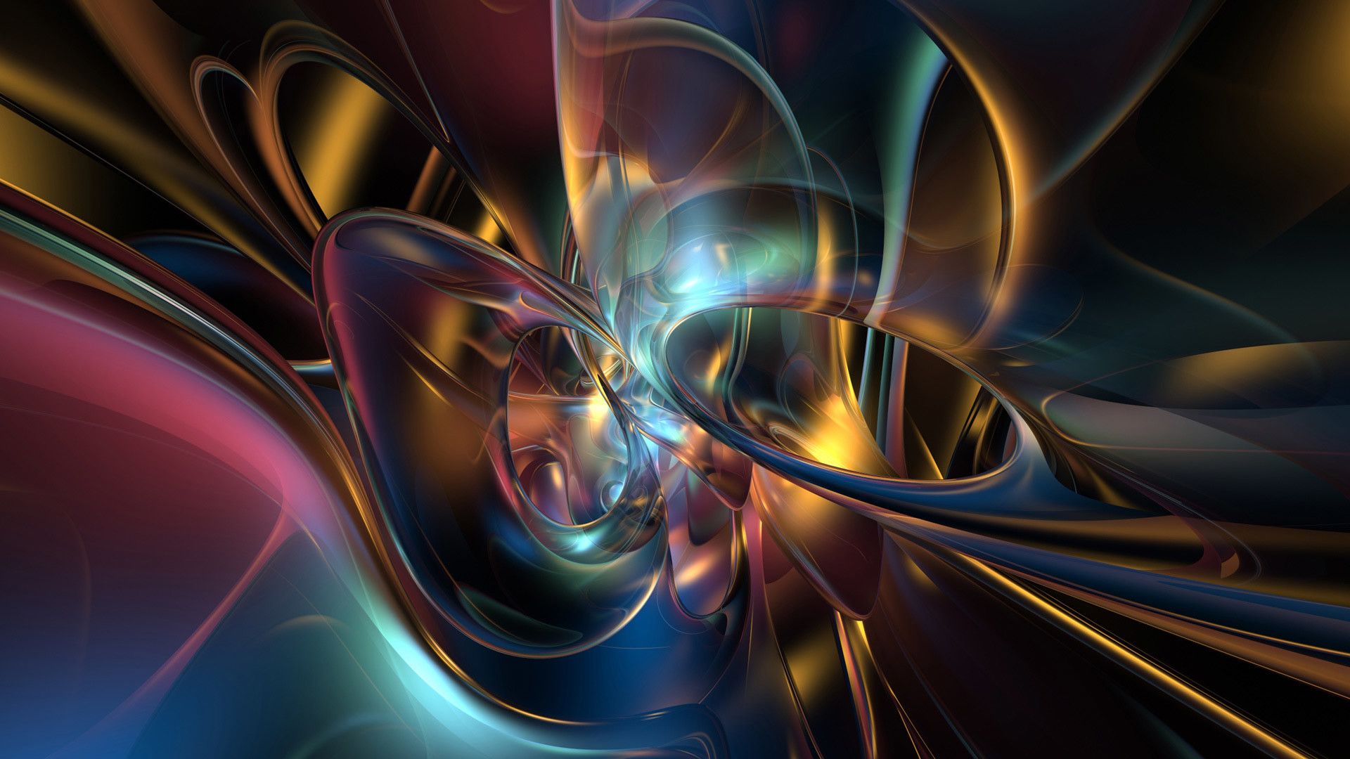 Forme astratte metalliche fluide, 1920x1080 Full HD 1080p, Desktop