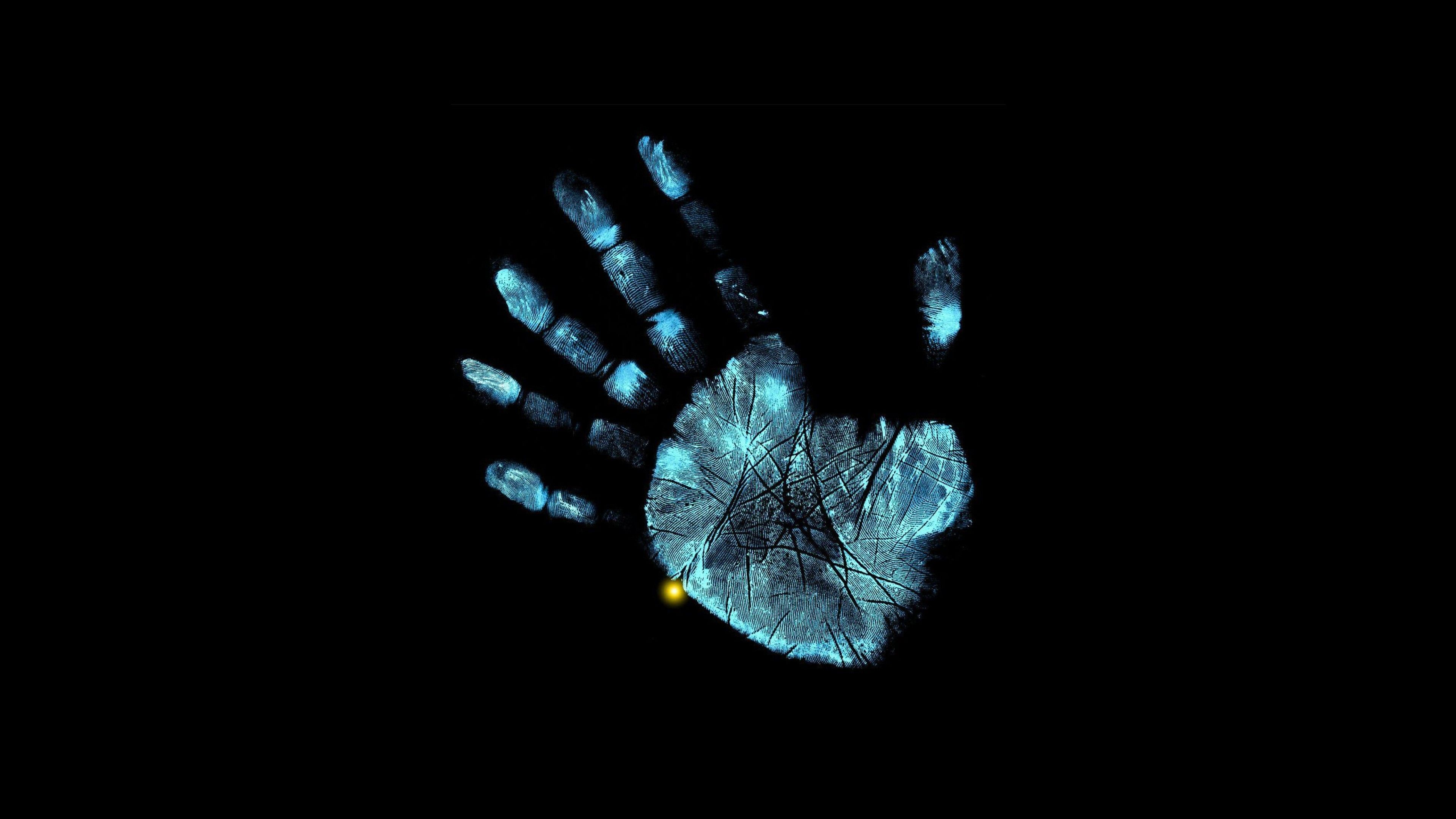impronta mano blu neon, 3840x2160 4K, Desktop 4K