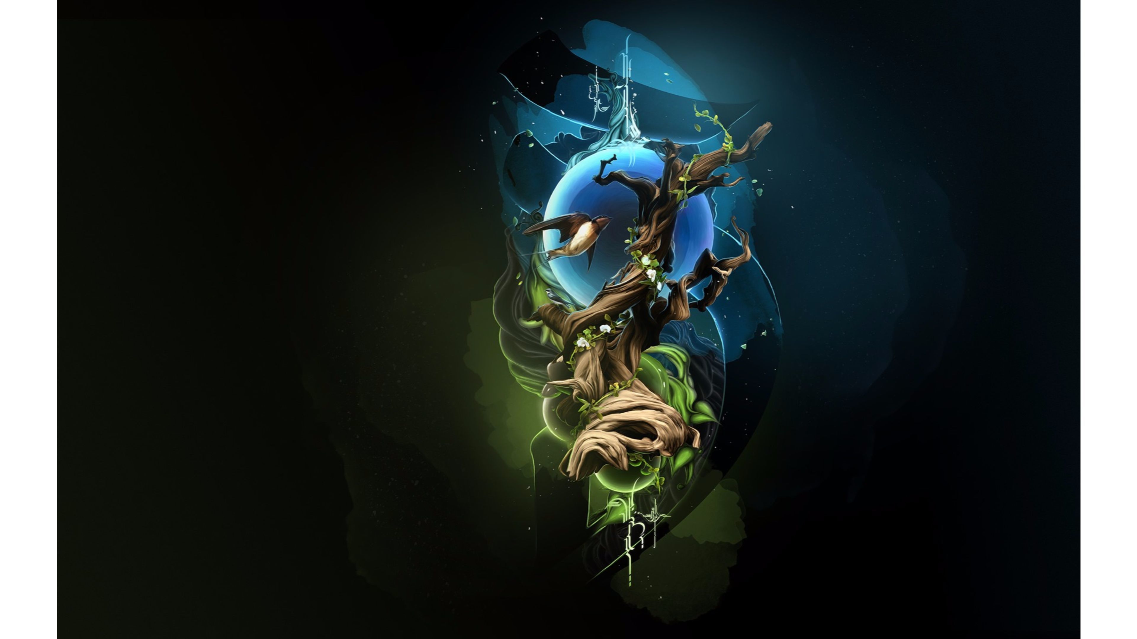 Ramo astratto blu verde, 3840x2160 4K Ultra HD, Monitor 4K