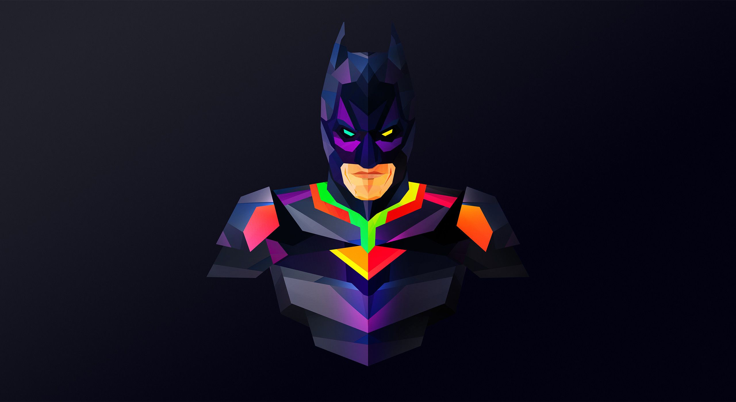 Batman low poly colorato, Gotham, 2560x1400 2K QHD, PC