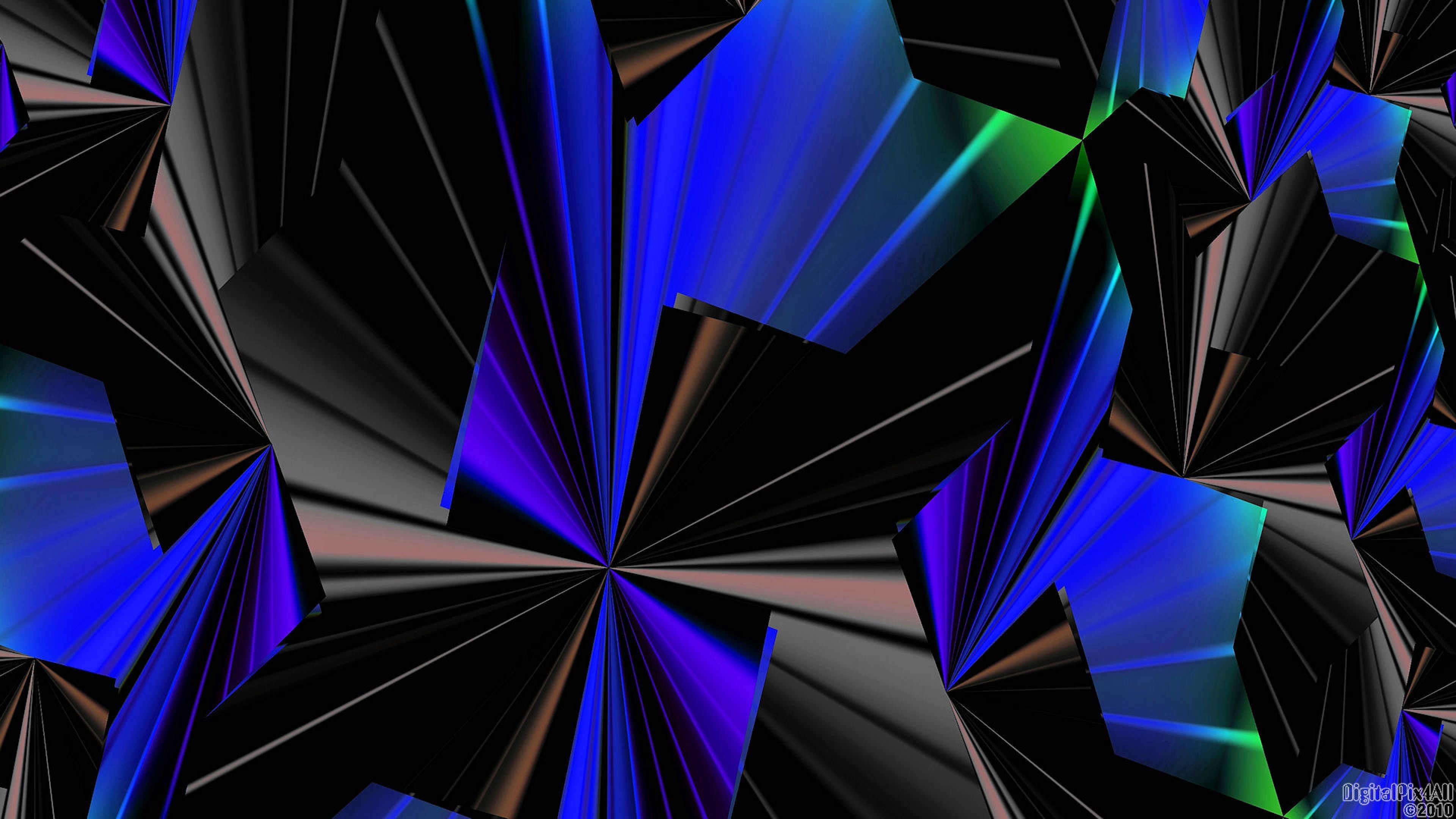 Forme geometriche astratte blu nero, 3840x2160 4K Ultra HD, Monitor 4K