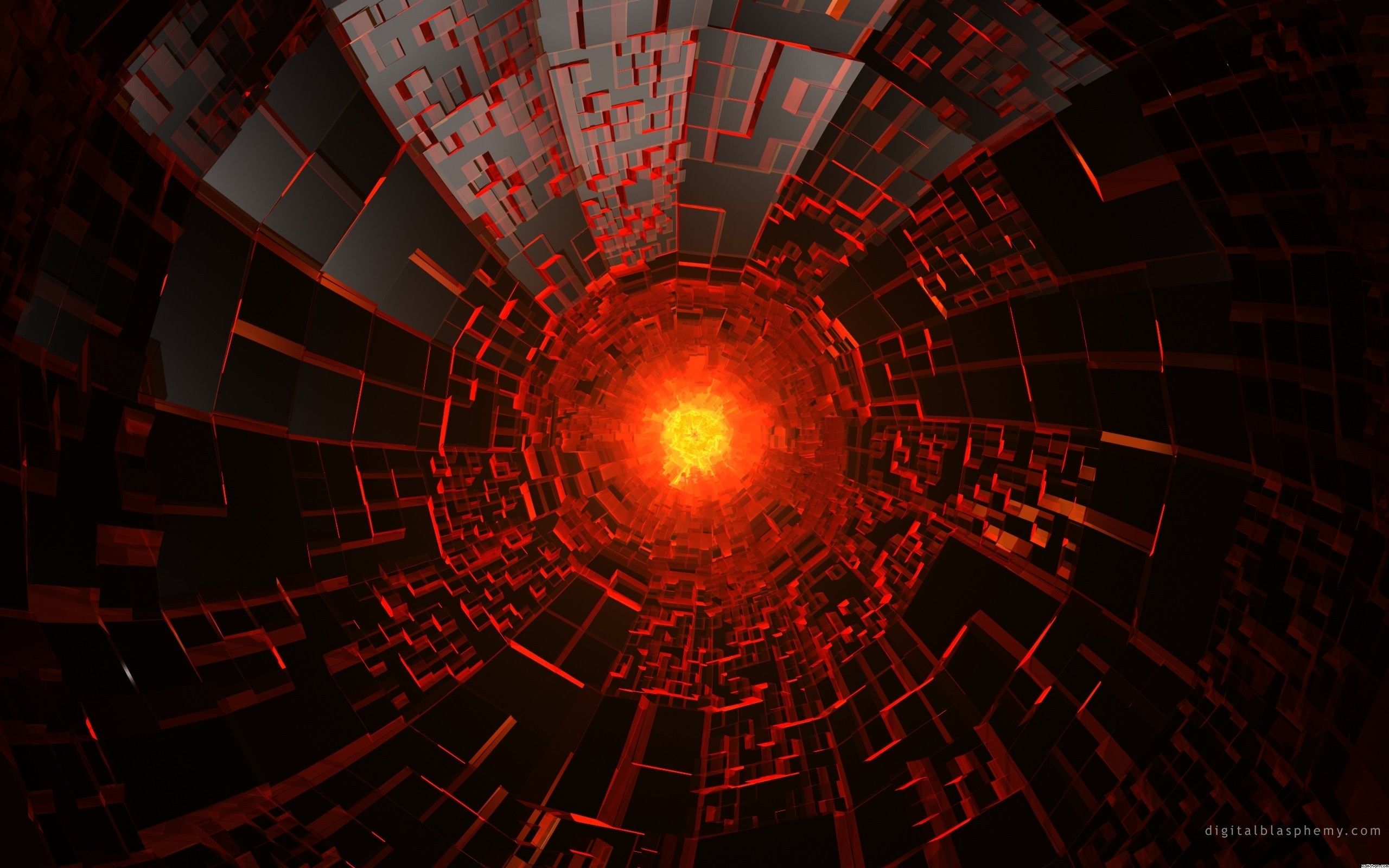 Tunnel astratto rosso incandescente, 2560x1600 2K, Laptop