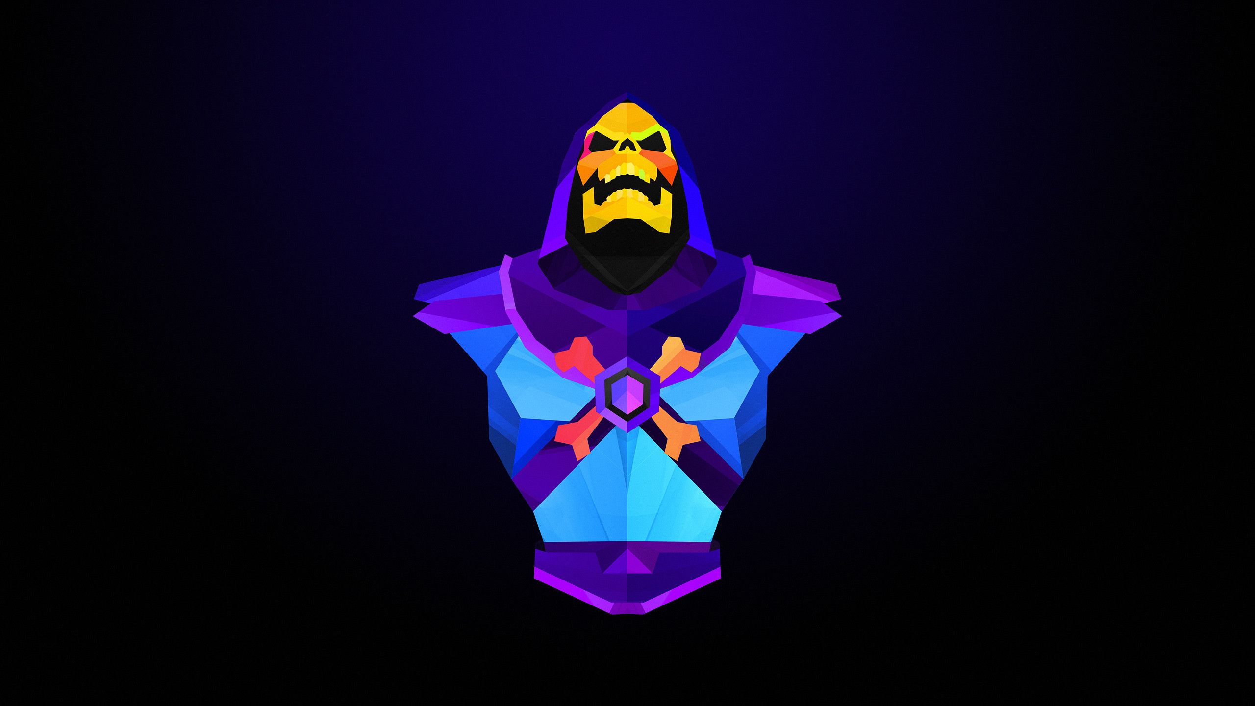 Skeletor poligonale colorato, 2560x1440 QHD, Laptop