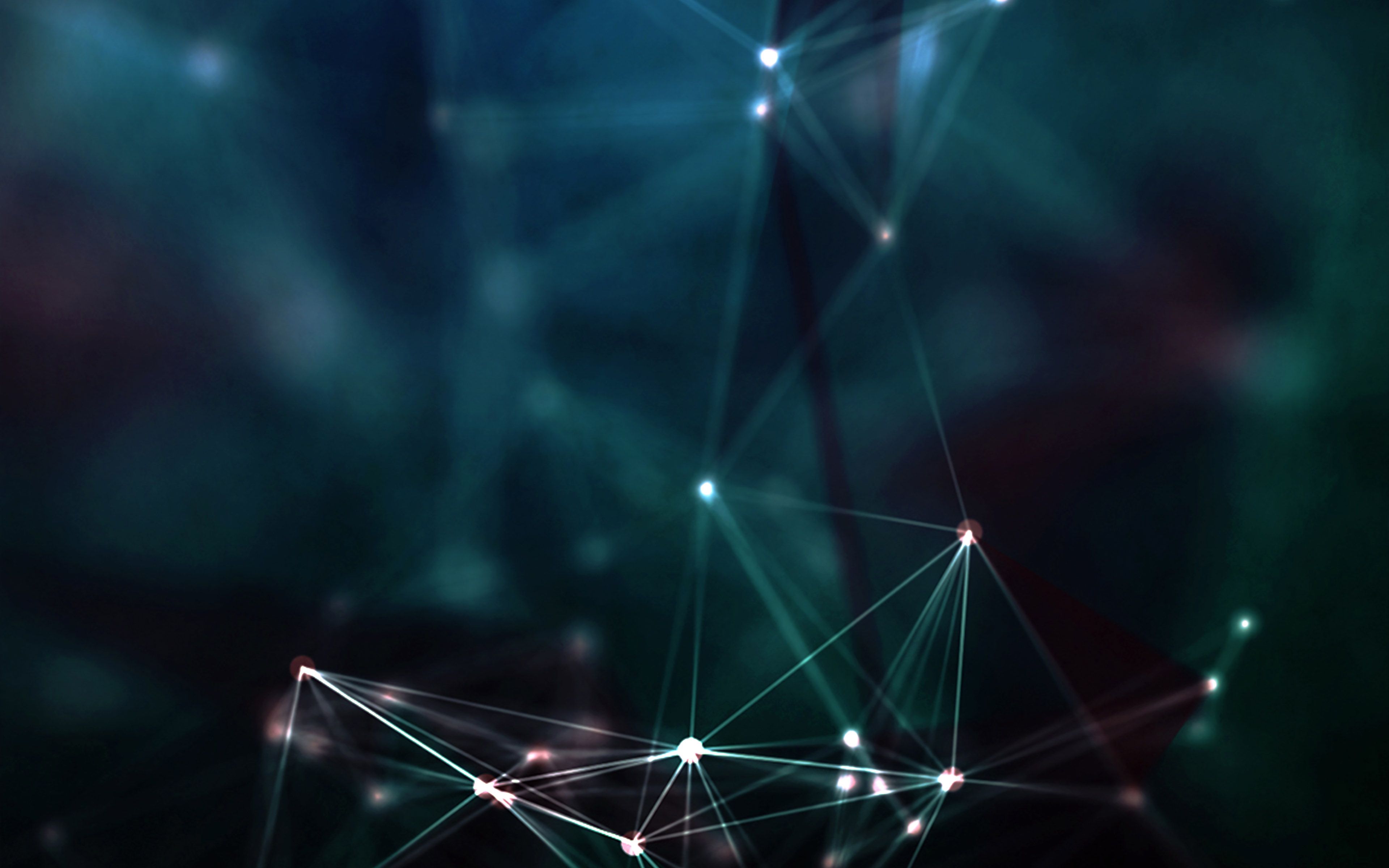 Rete di nodi luminosi blu, 3840x2400 UHD, PC 4K