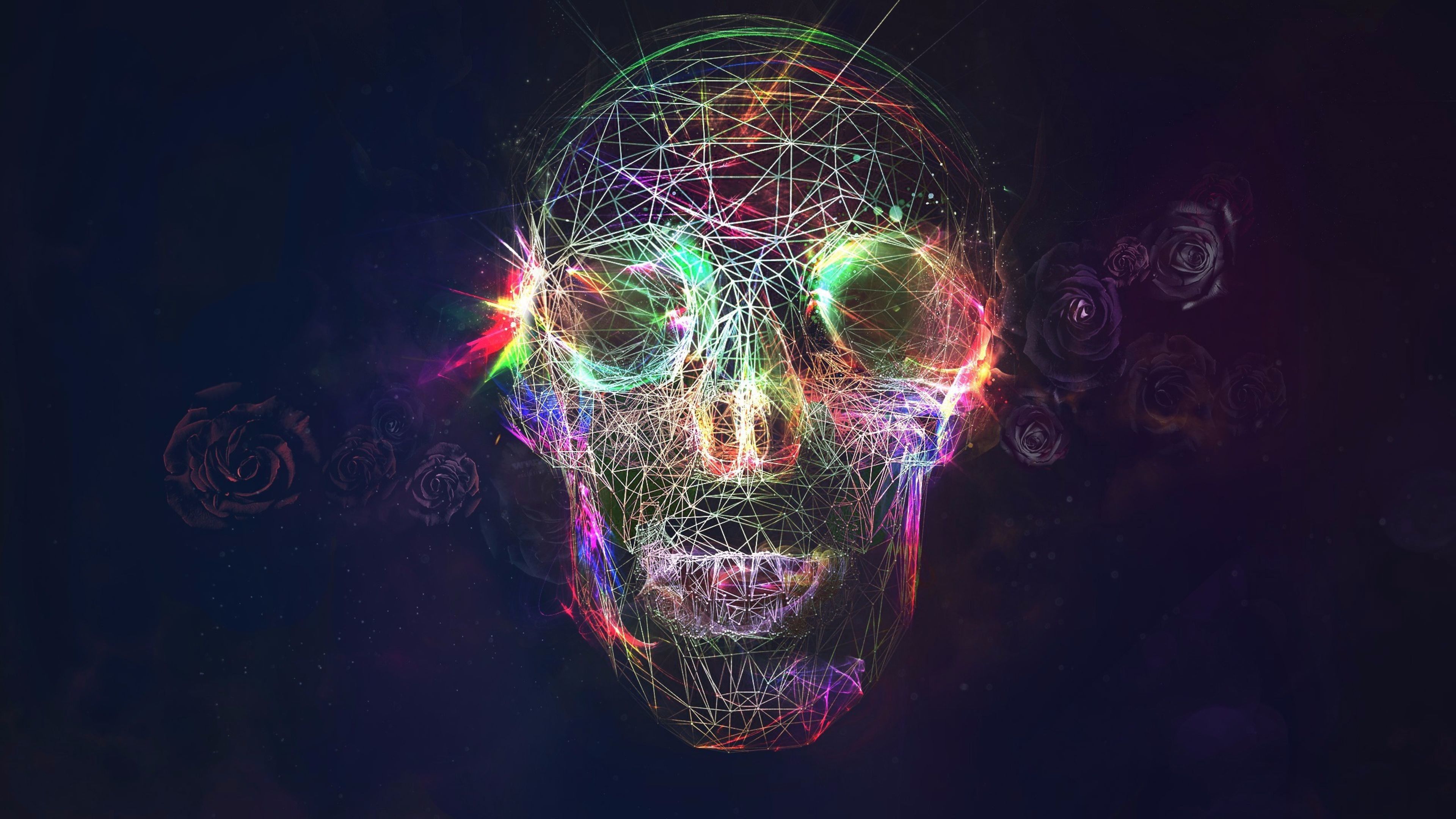 Teschio astratto luminoso colorato, 3840x2160 Ultra HD, Monitor 4K