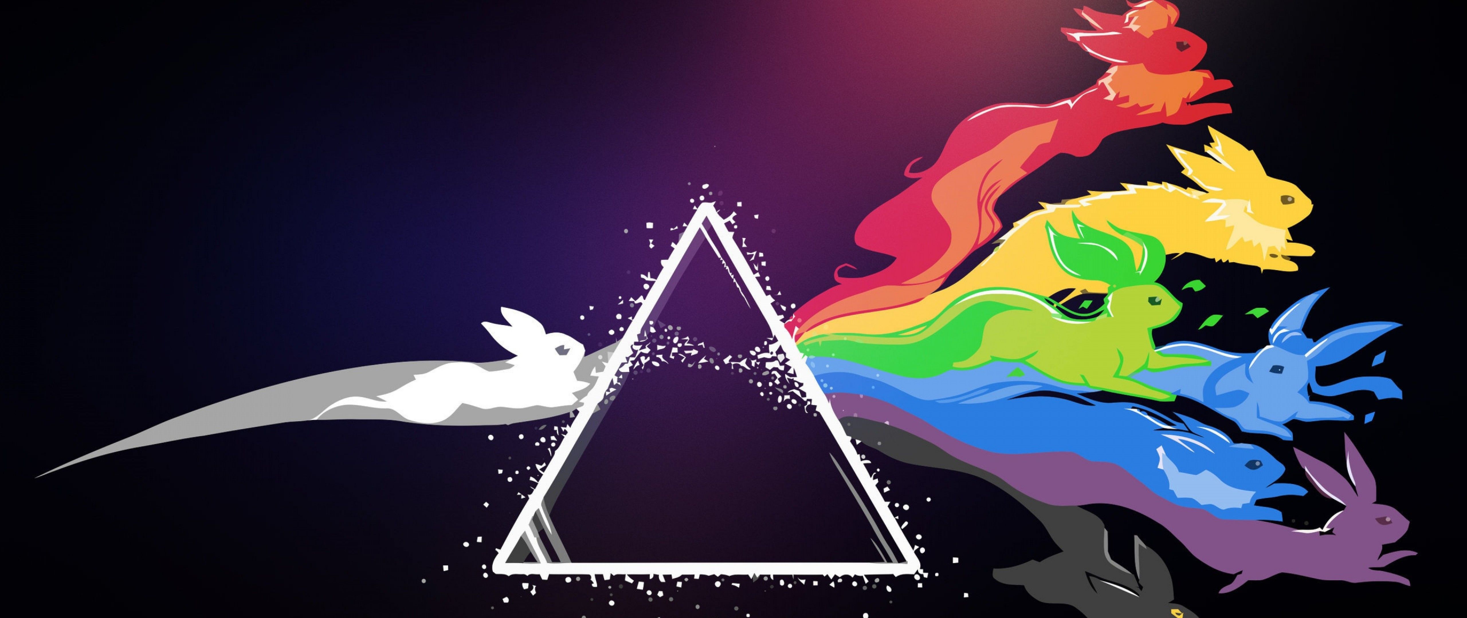 Conigli arcobaleno prisma triangolo, 5120x2160 21:9, Ultrawide