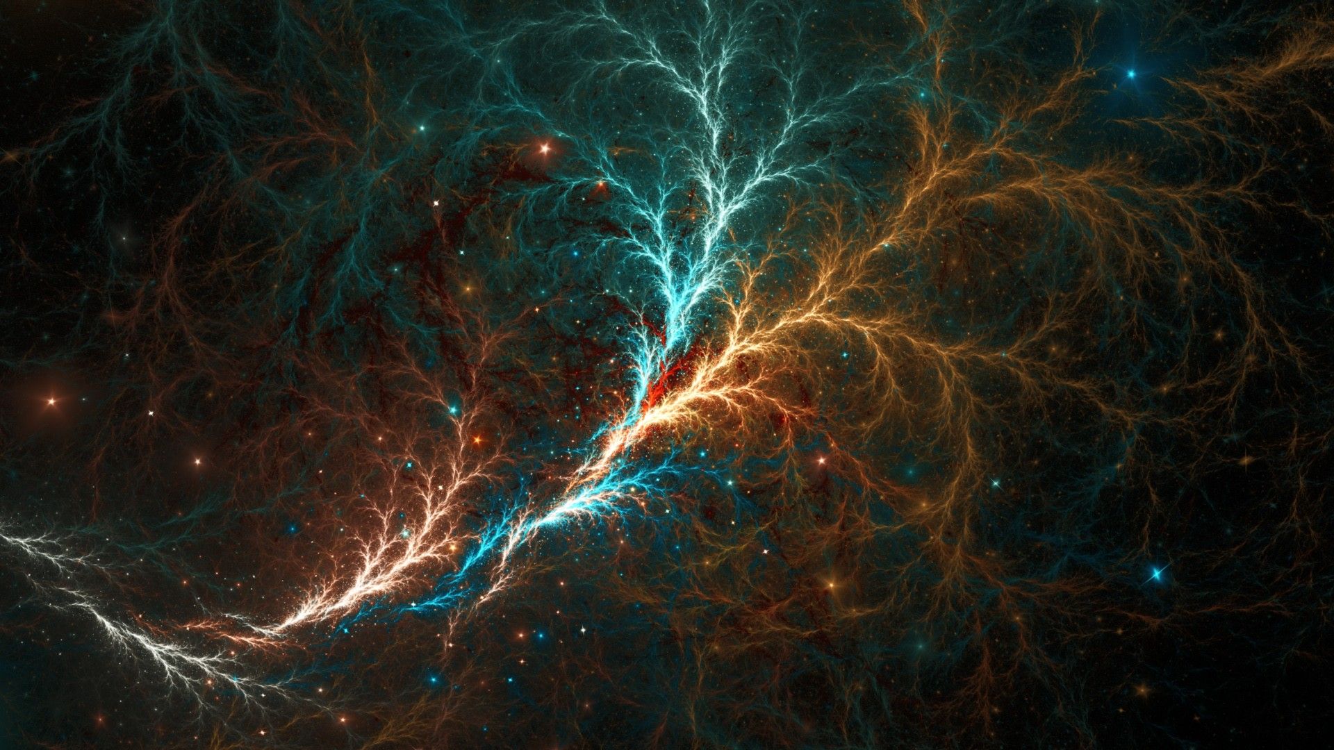 Fulmini astratti blu arancione, 1920x1080 Full HD 1080p, PC