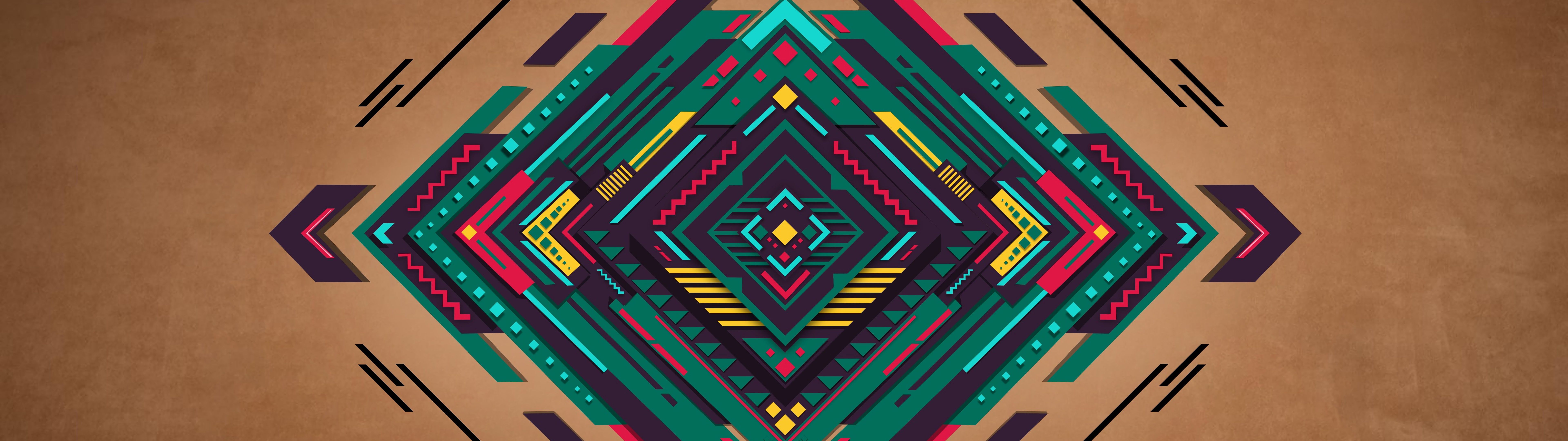 Forma geometrica astratta colorata, 7680x2160 Ultrawide, Dual Monitor