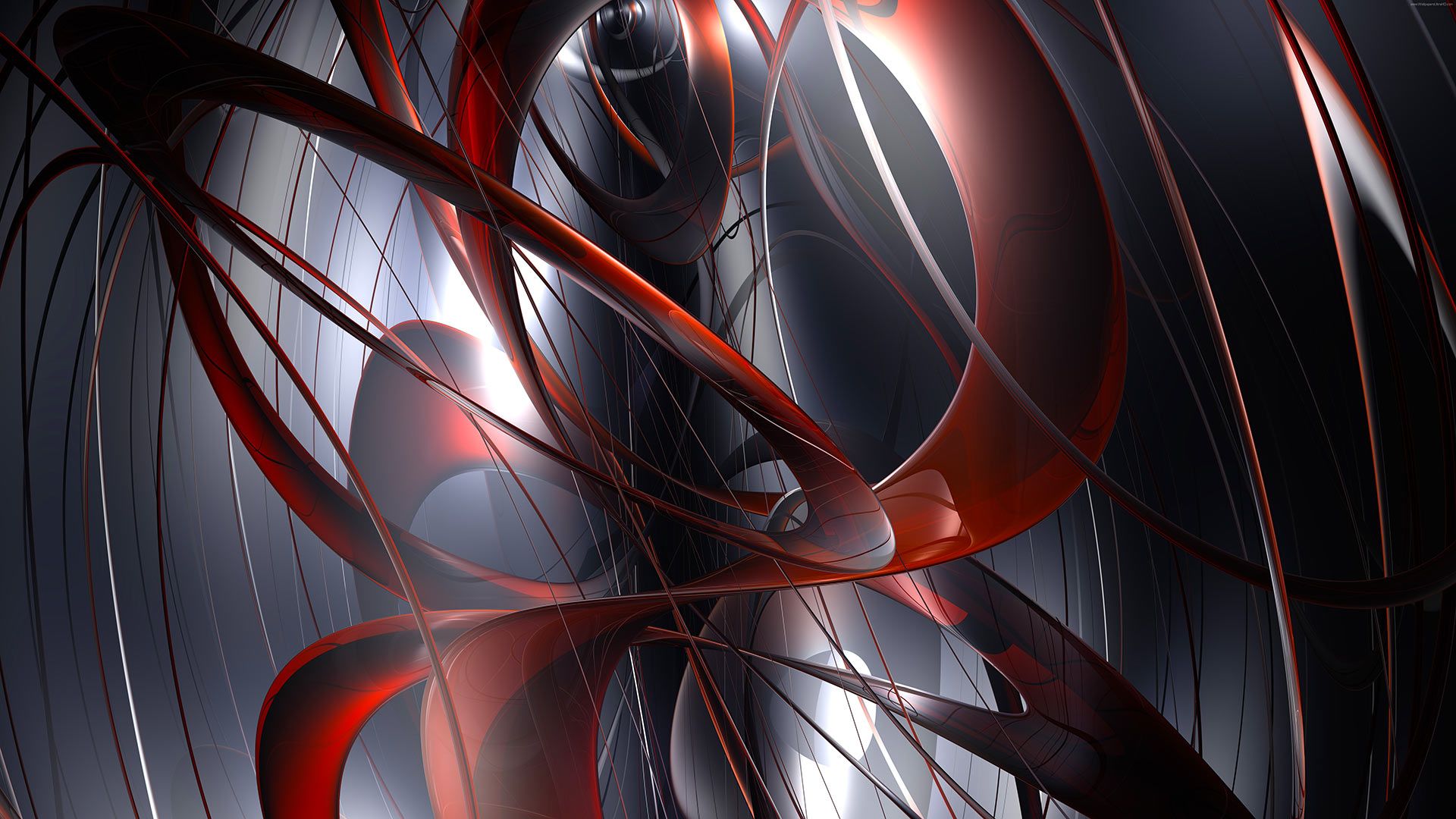 Forme astratte rosso e argento, 1920x1080 Full HD, PC