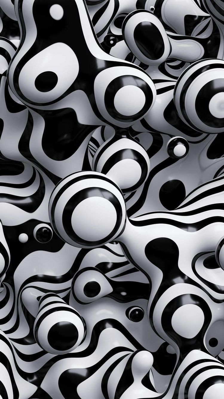 Forme astratte 3D bianco nero, 750x1333 Verticale, Telefono