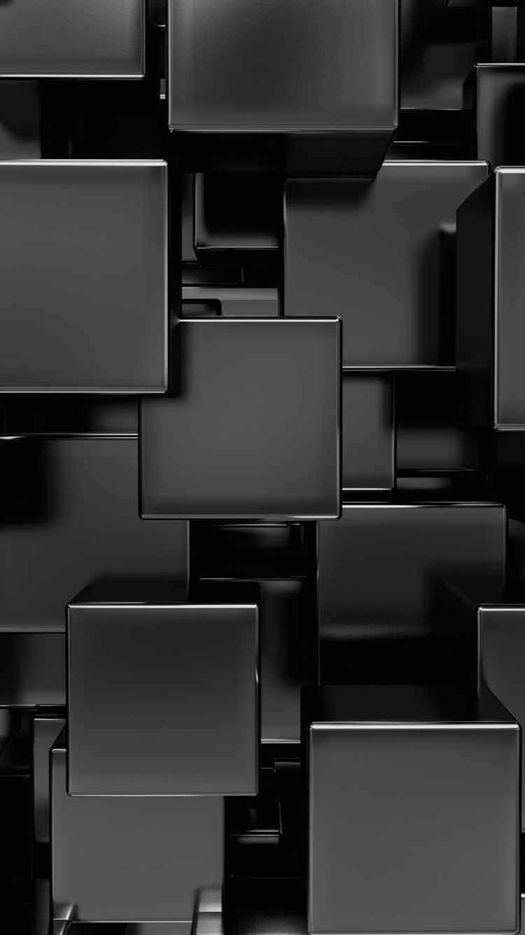 Cubi 3D astratti neri, 750x1334 Verticale, Telefono