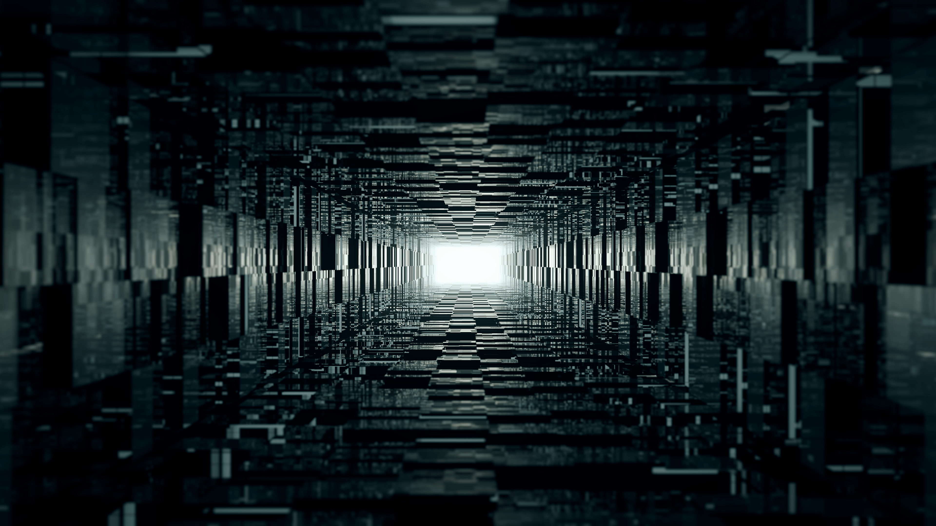 Tunnel astratto digitale scuro, 3840x2160 UHD, PC 4K
