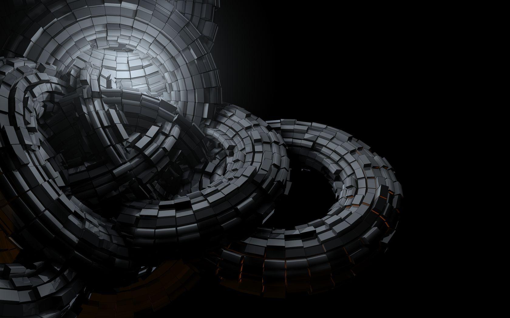 Anelli metallici scuri astratti, 1680x1050 900p, Desktop