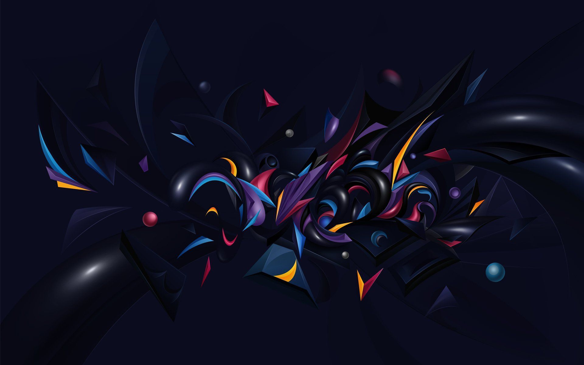 Forme astratte colorate su blu scuro, 1920x1200 Full HD+, Laptop
