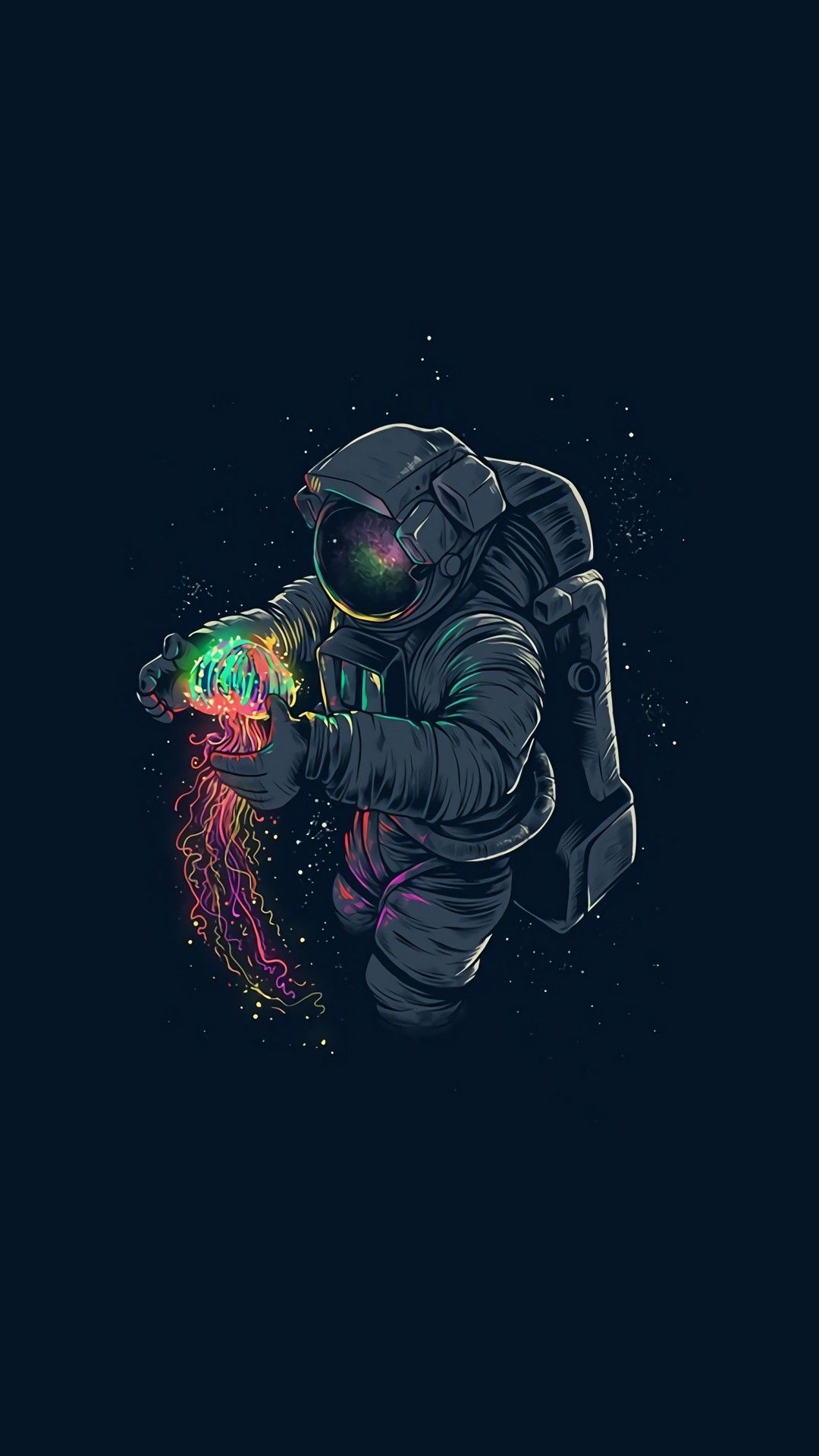 Astronauta con medusa colorata, 1080x1920 Verticale, Mobile