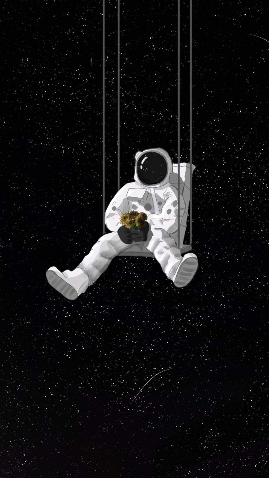 Astronauta seduto su altalena, 900x1600 Full HD Verticale, iPhone