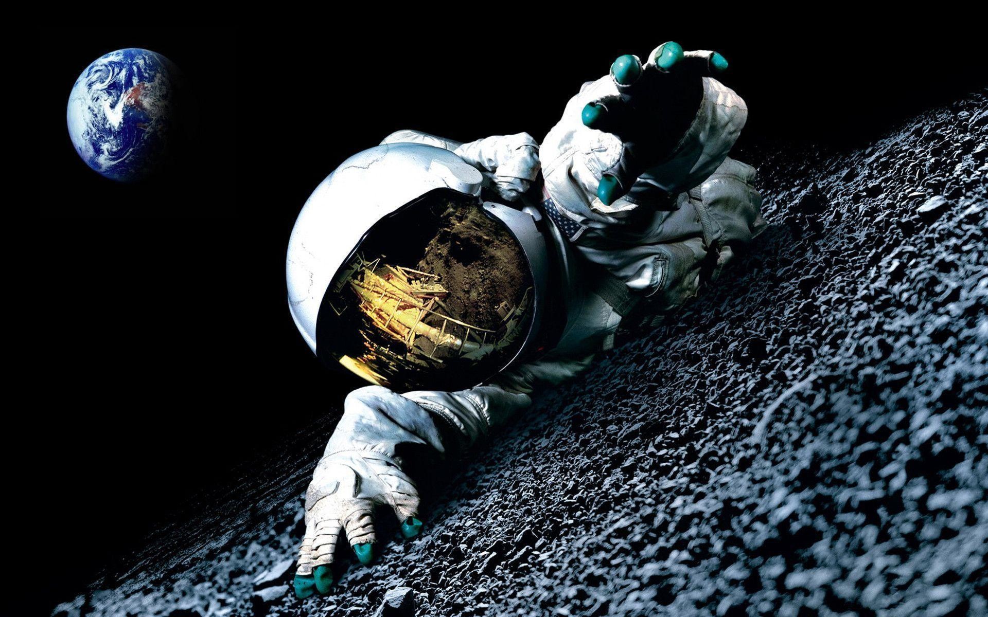 Astronauta sulla superficie lunare, 1920x1200 Full HD+ WUXGA, Desktop