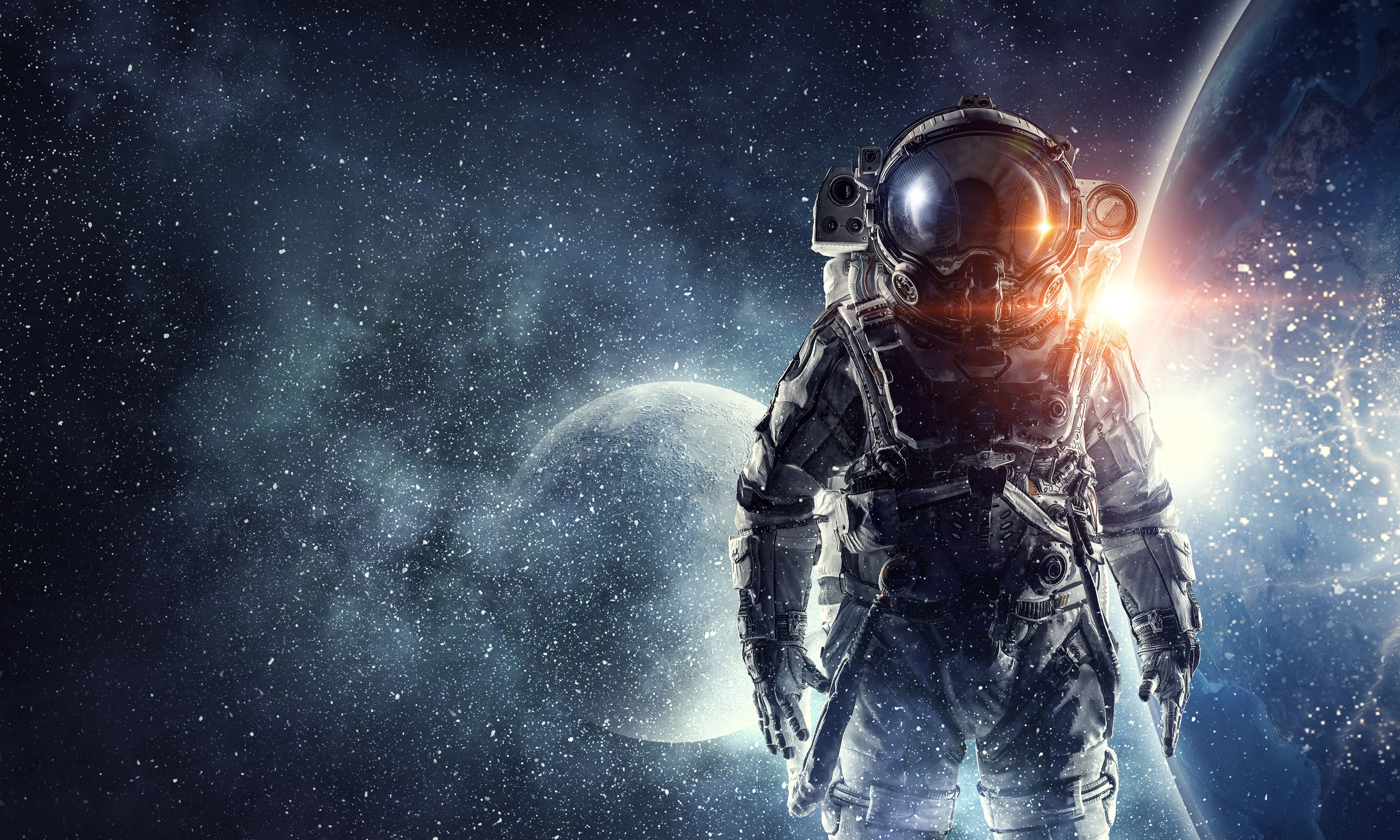 Astronauta nello spazio stellato, 4300x2580 4K, Desktop 4K