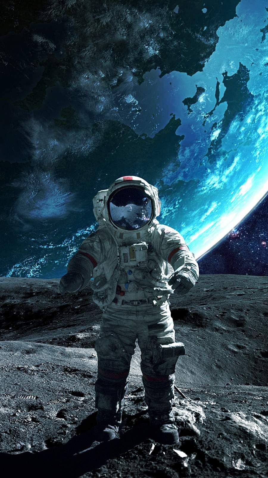 Astronauta che salta su pianeta, 1013x1800 Verticale, Mobile