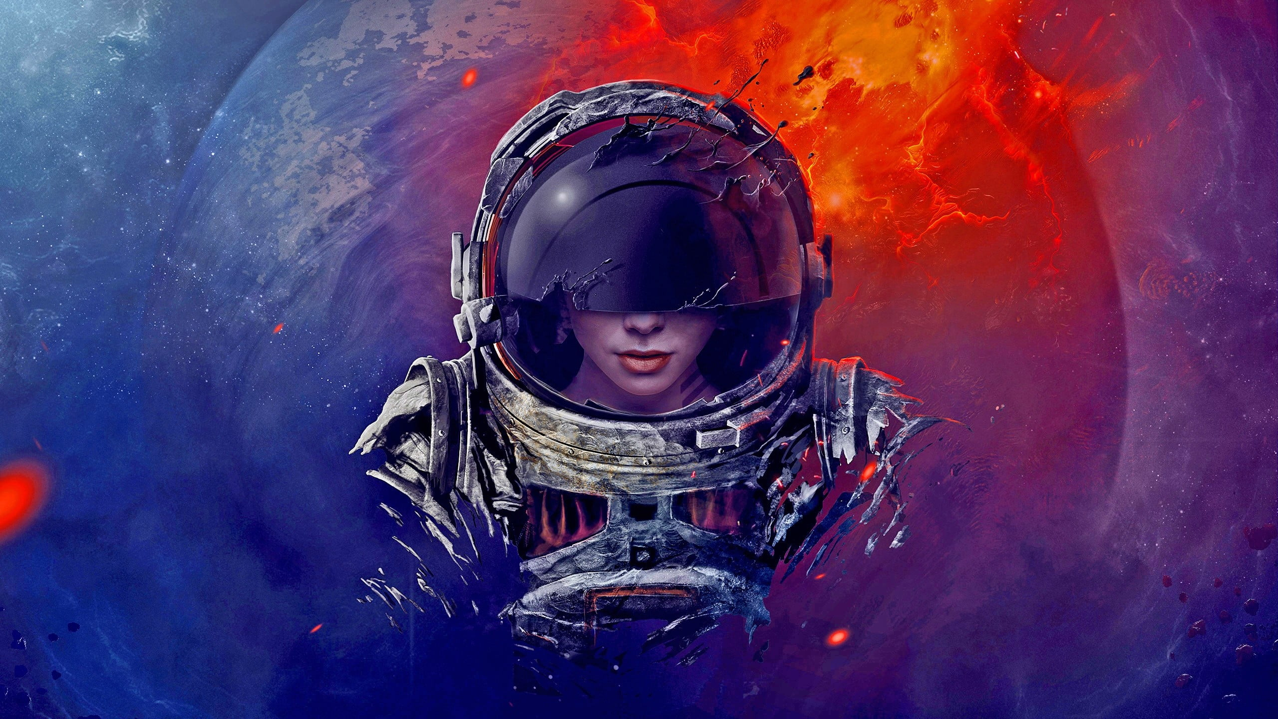 Astronauta cartone appeso a paracadute, 3840x2160 4K Ultra HD, Monitor 4K