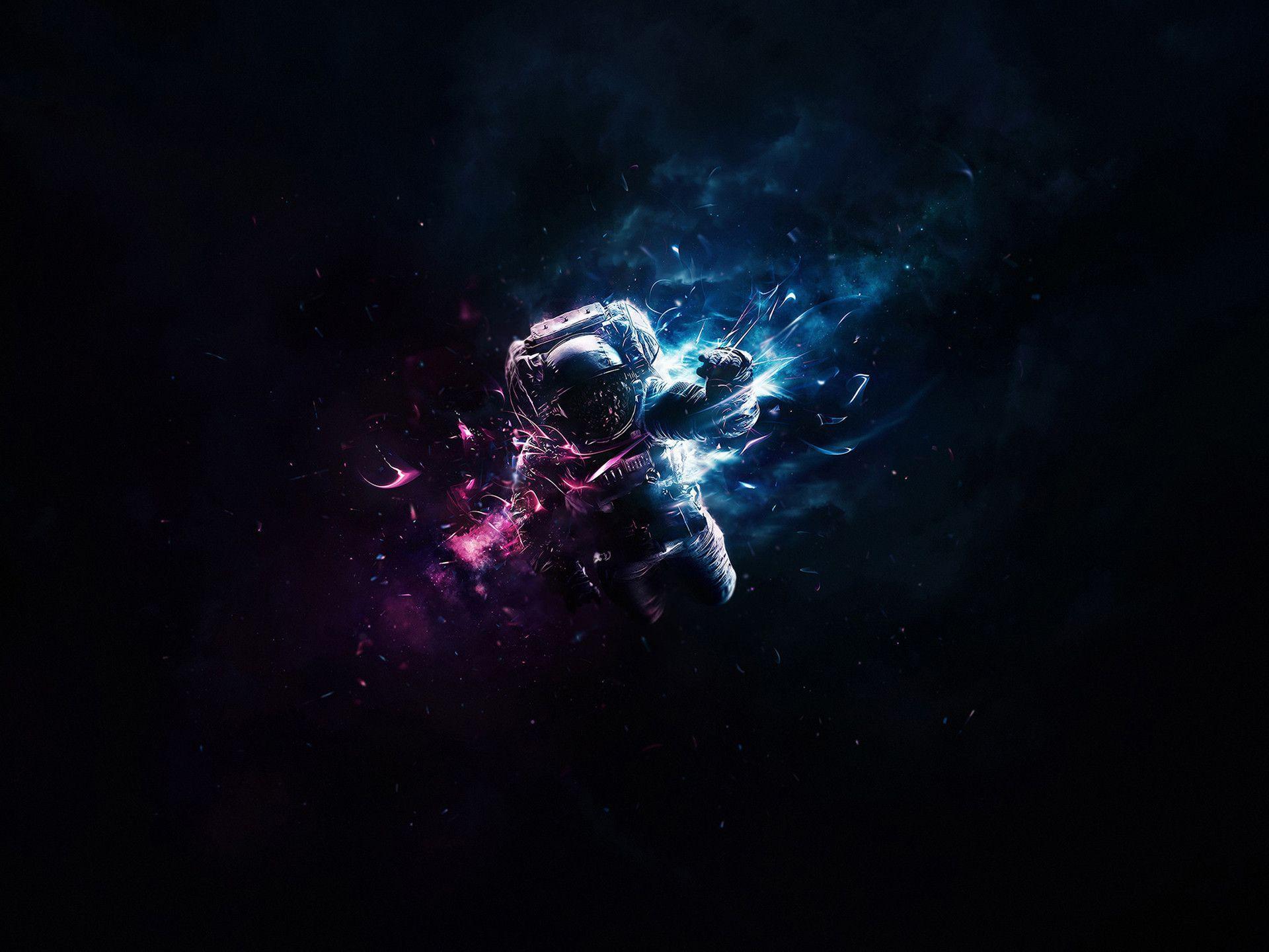 Astronauta nello spazio, particelle, 1920x1440 Full HD+, Laptop