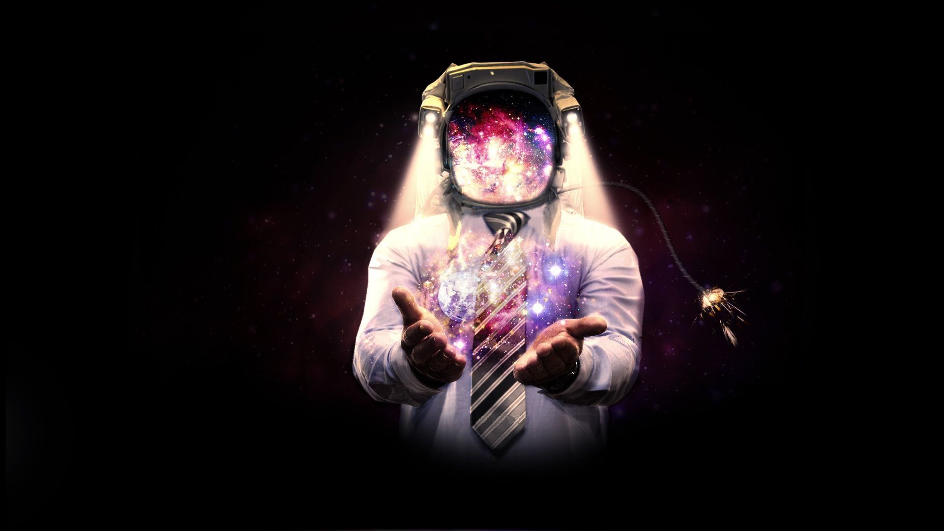 Astronauta con galassia nel casco, 1920x1080 1080p, PC Desktop