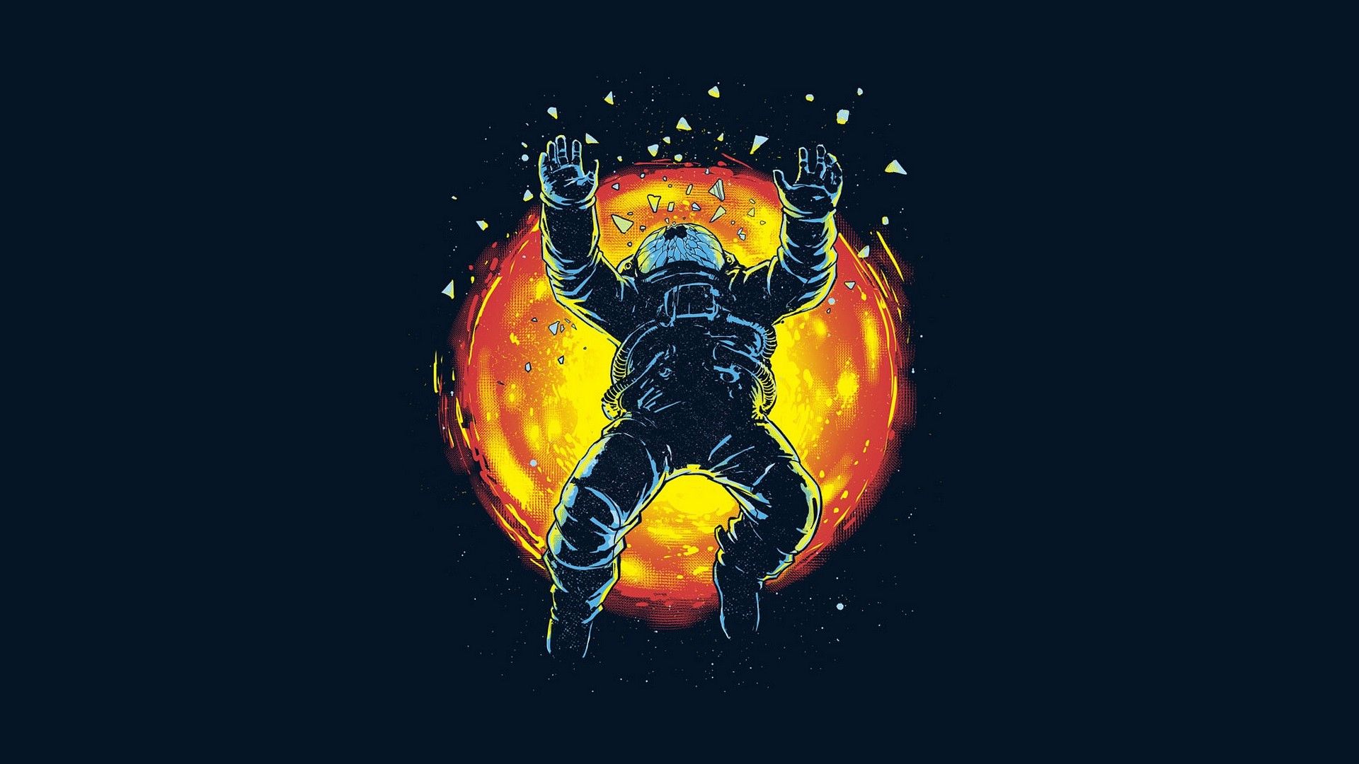 Astronauta silhouette con sole, 1920x1080 Full HD 1080p, PC