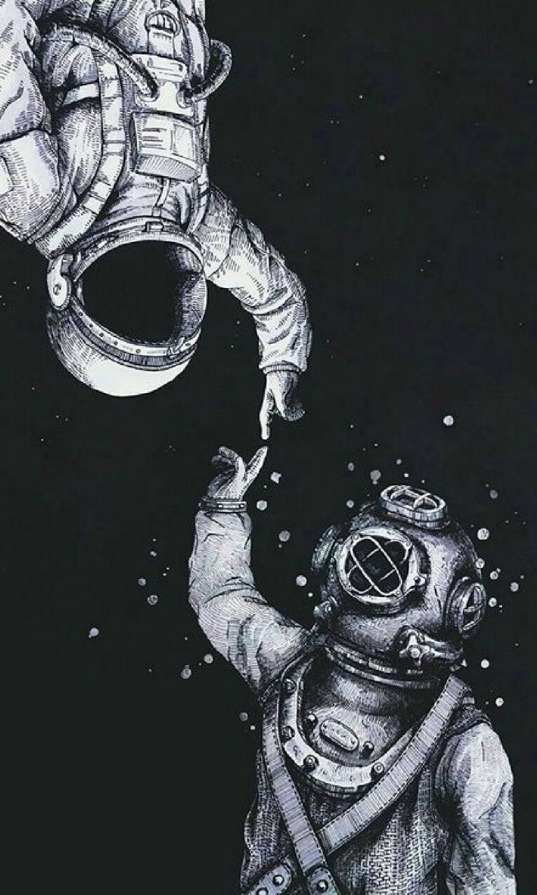 Astronauta e sommozzatore mani, 768x1280 Verticale, Mobile