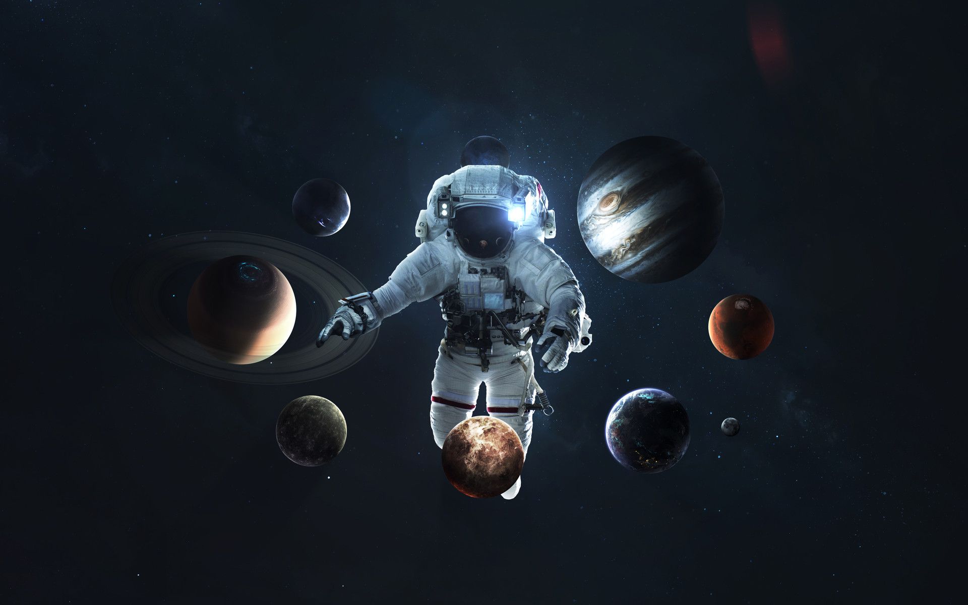 Astronauta tra pianeti spazio, 1920x1200 WUXGA, PC