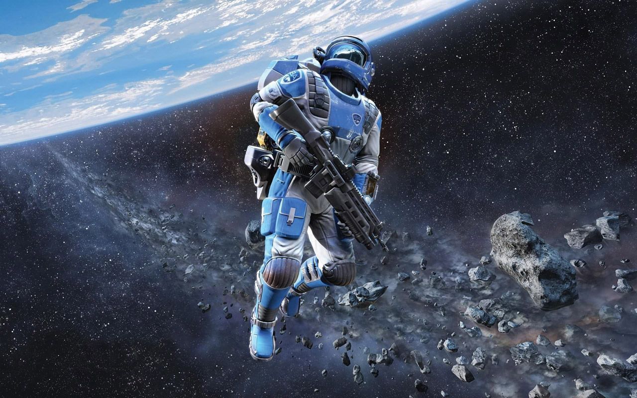 Astronauta armato nello spazio, 1280x800 HD, Desktop