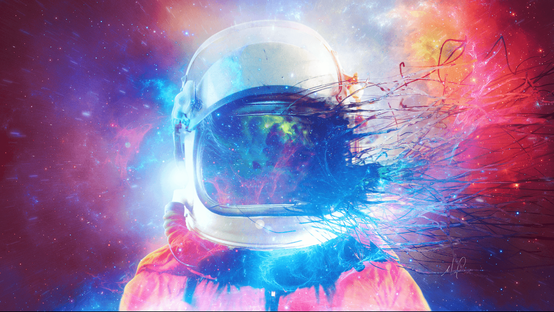 Astronauta che svanisce nello spazio, 1913x1077 HD Ready, iMac