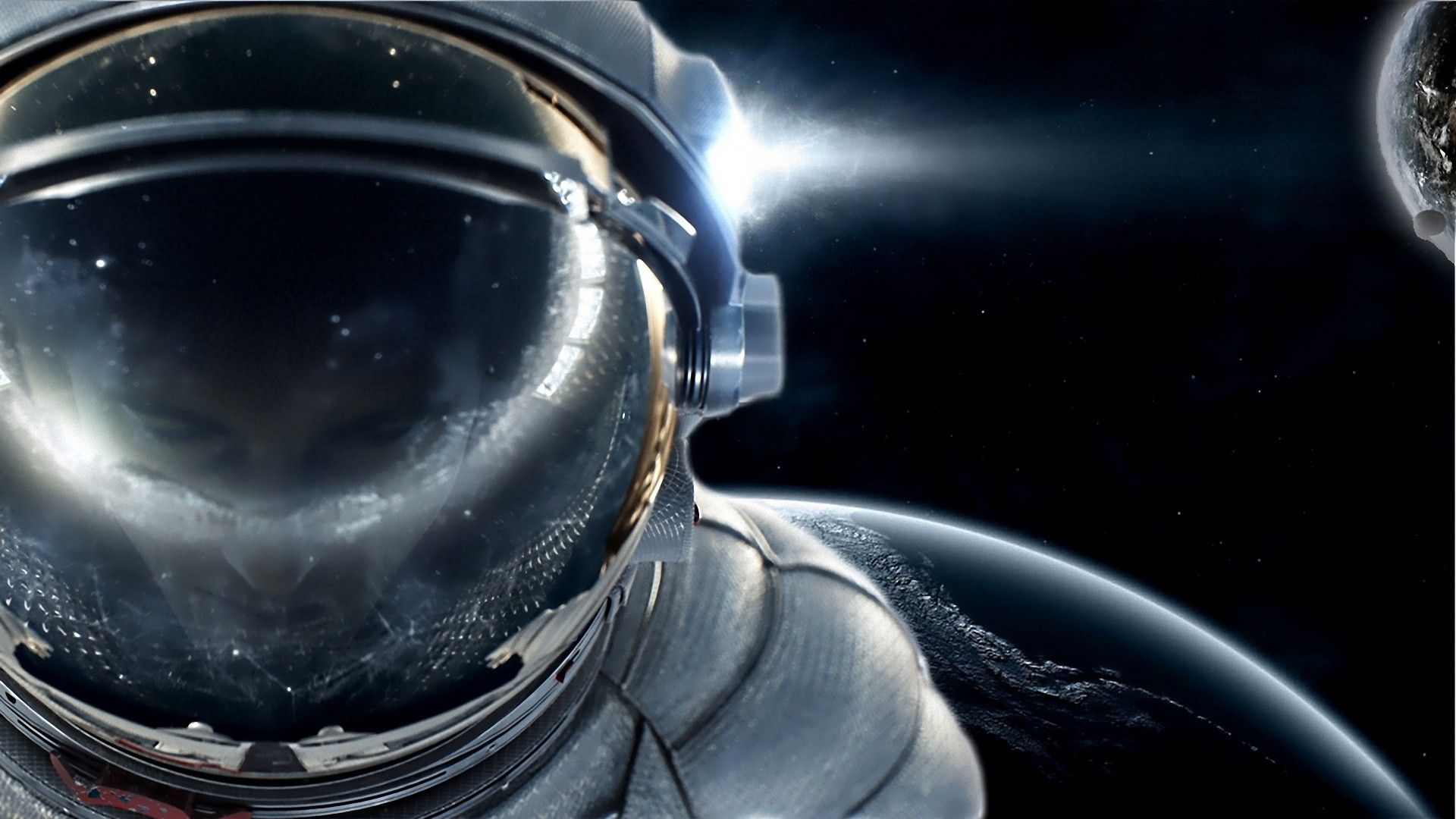 Astronauta casco spazio pianeta, 1920x1080 Full HD 1080p, Desktop