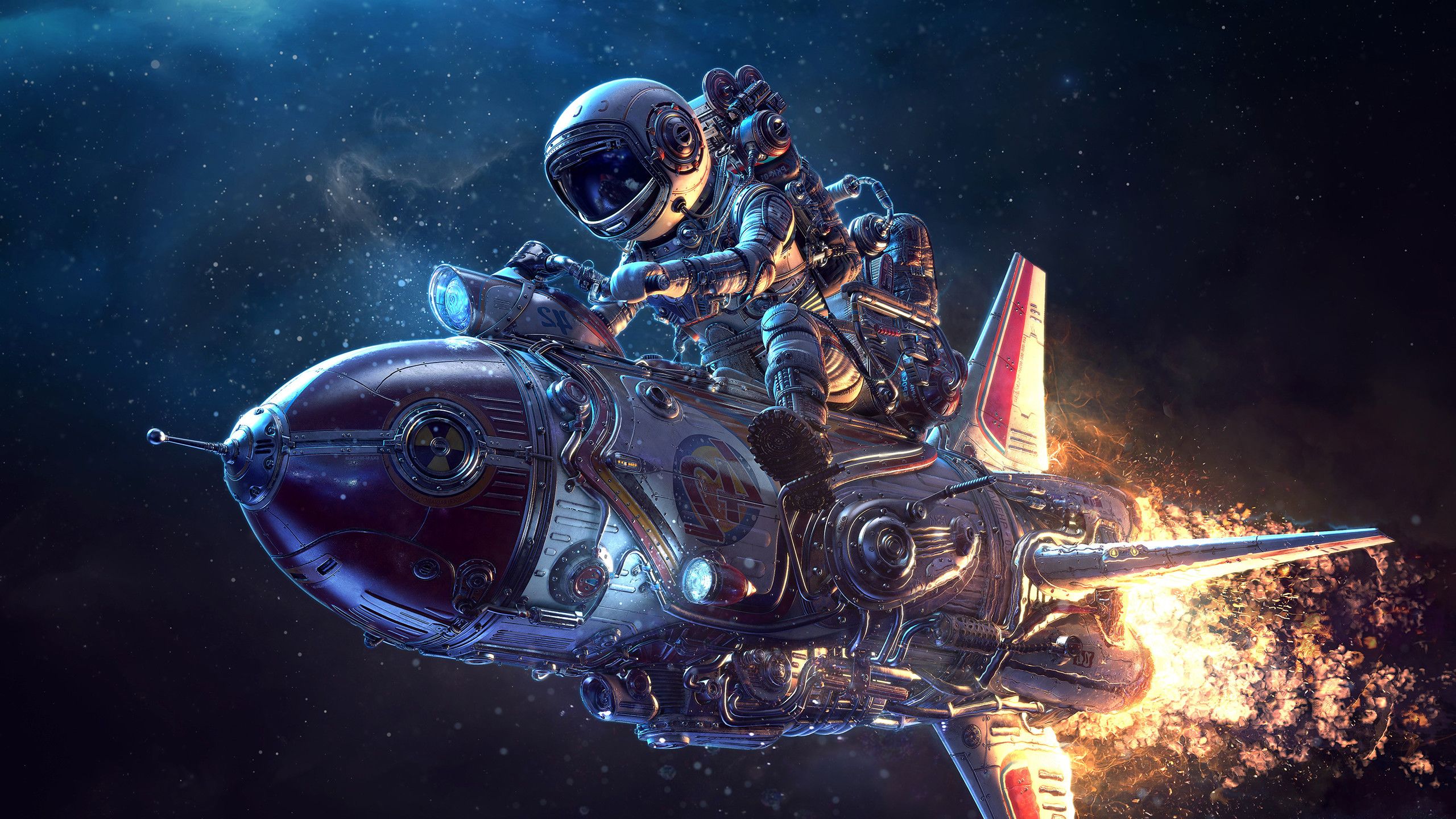 Astronauta su razzo spaziale, 2560x1440 2K QHD, PC
